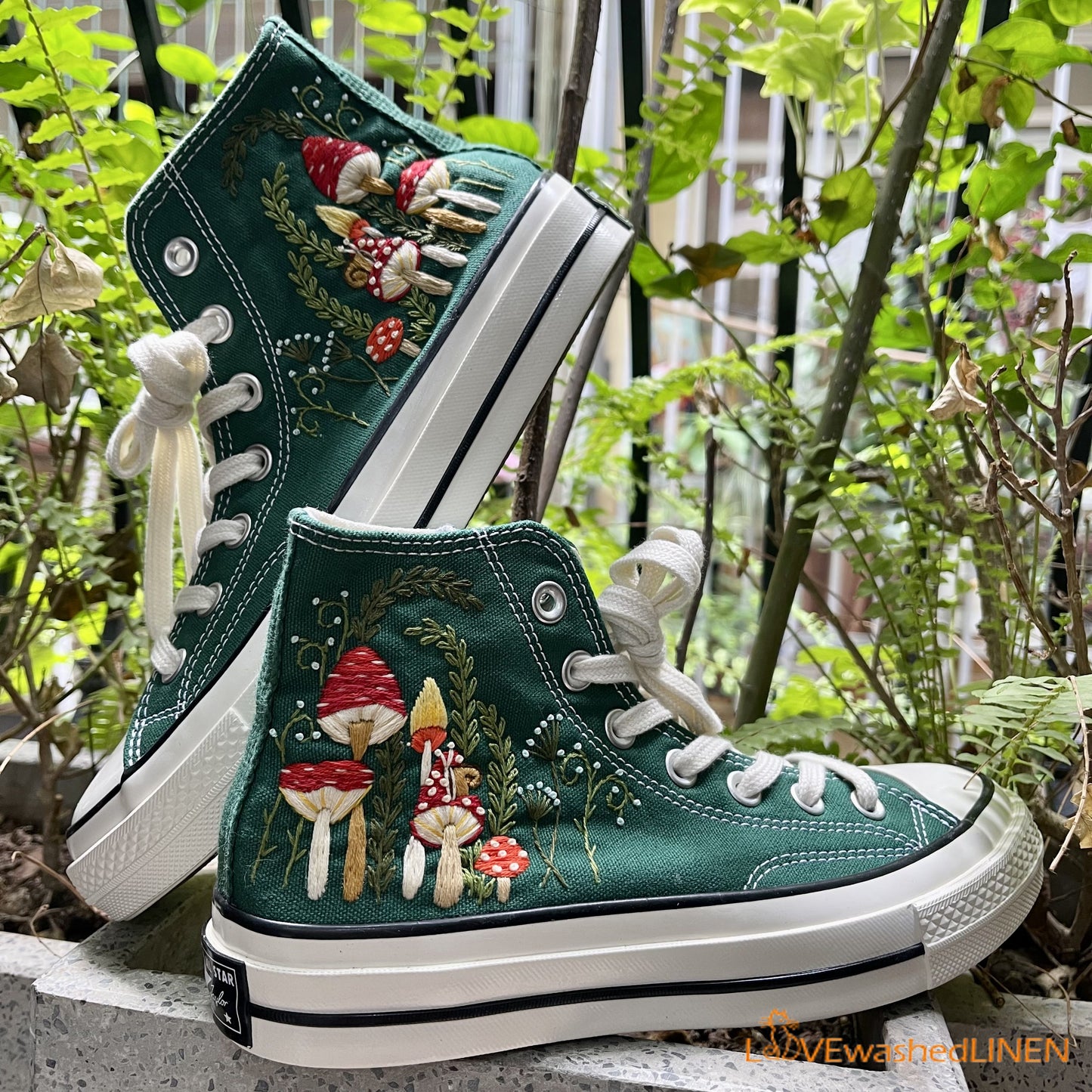 Custom Converse Chuck Taylor, Mushrooms Embroidered Converse Shoes/ Mushrooms Embroidered Converse Custom/ Mushrooms Embroidered Sneakers (Copy)