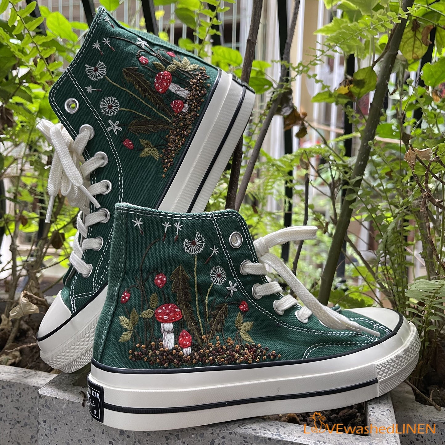 Custom Converse Chuck Taylor Mushrooms Embroidered Converse Shoes/ Mushrooms Embroidered Converse Custom/ Mushrooms Embroidered Sneakers