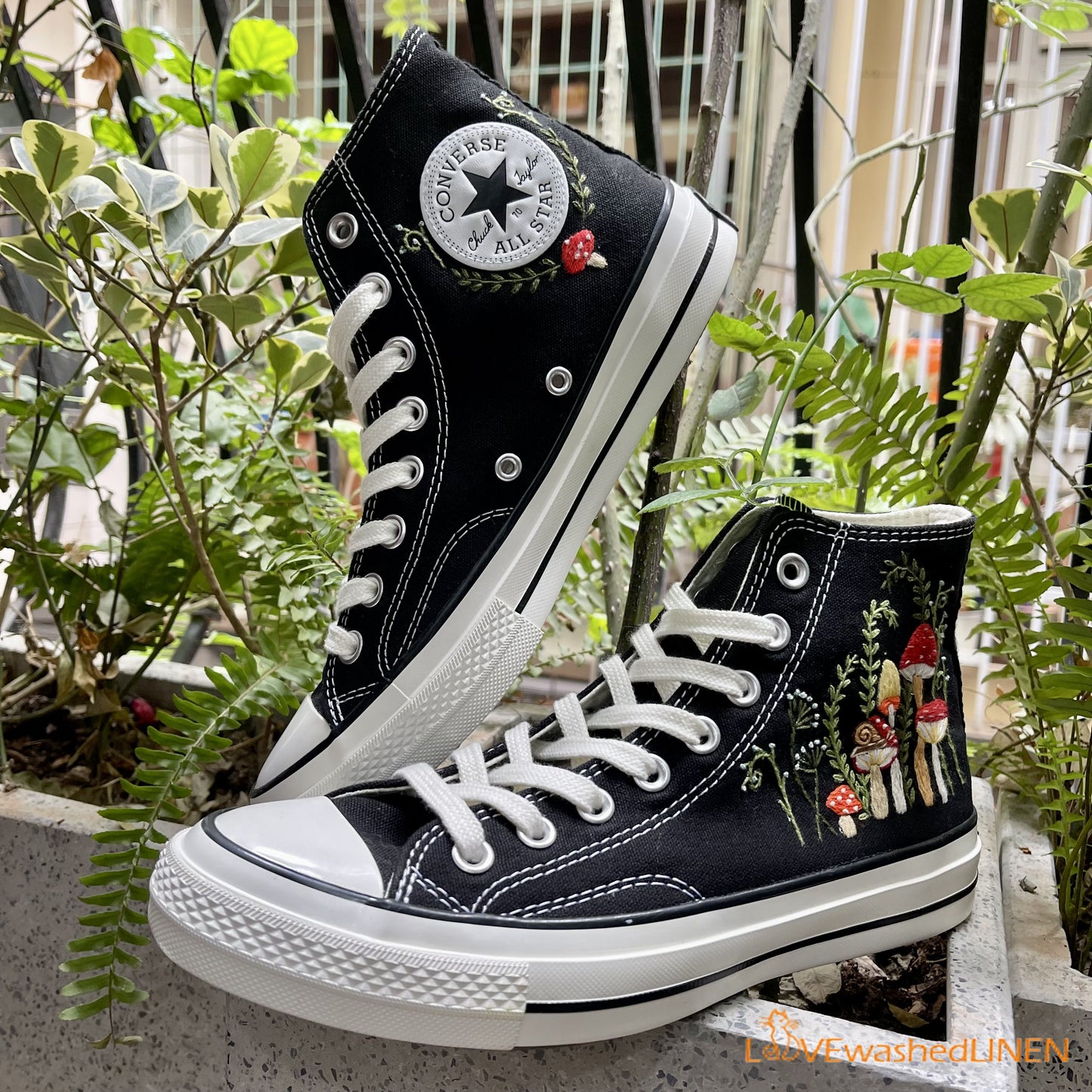 Custom Converse Chuck Taylor Mushrooms Embroidered Converse Shoes/ Mushrooms Embroidered Converse Custom/ Mushrooms Embroidered Sneakers