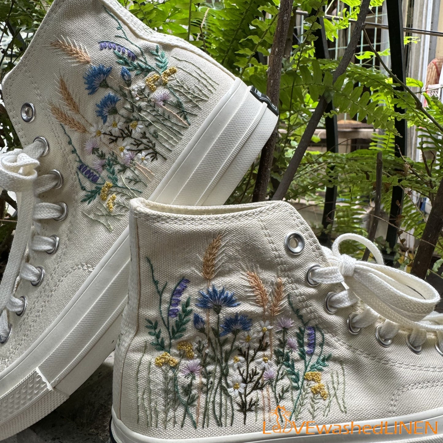 Custom Wedding Sneakers/ Wedding Flowers Embroidered Shoes/ Bridal Flowers Embroidered Sneakers Wedding Flowers Embroidered Sneakers/