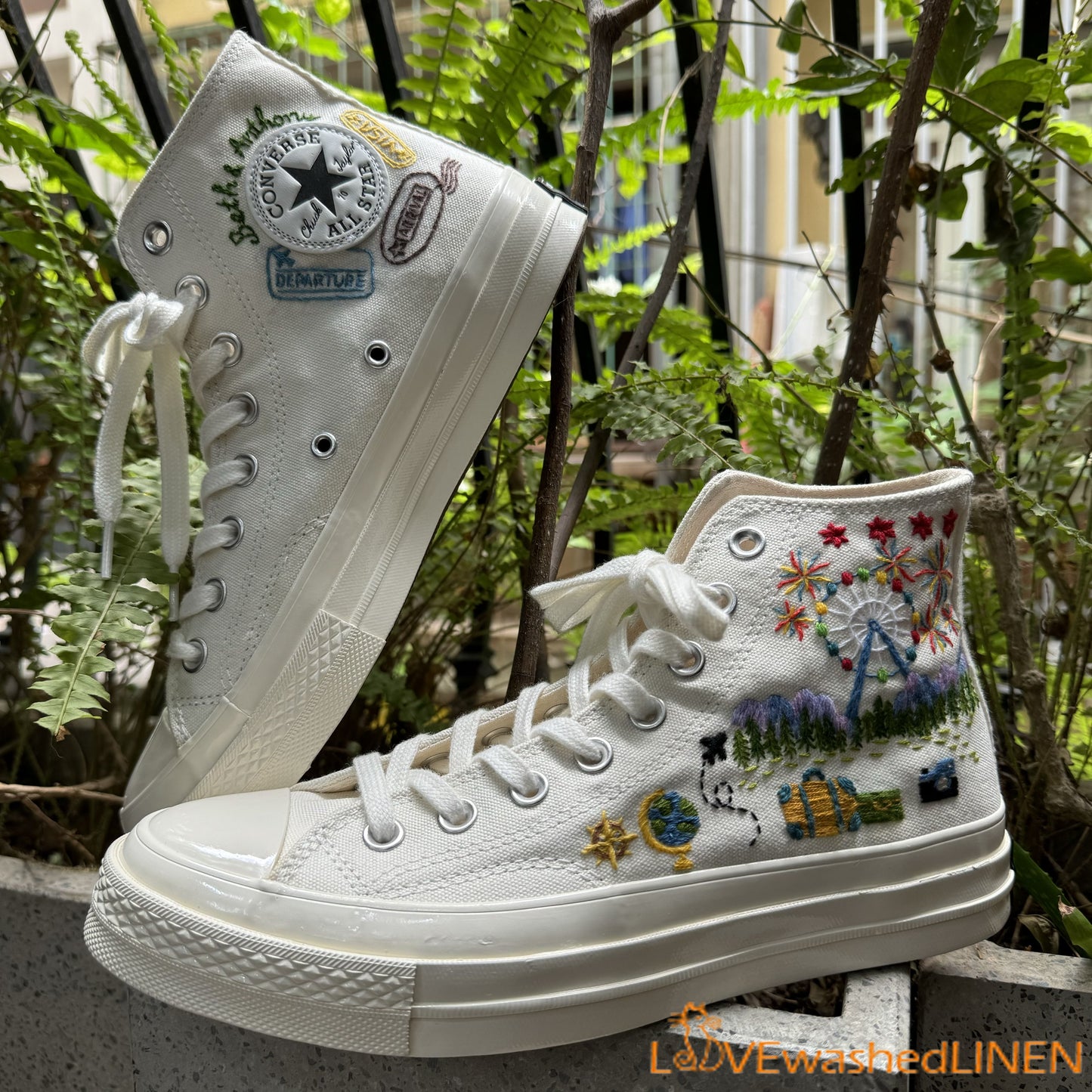 Custom Wedding Sneakers/ Wedding Flowers Embroidered Shoes/ Bridal Flowers Embroidered Sneakers Wedding Flowers Embroidered Sneakers/