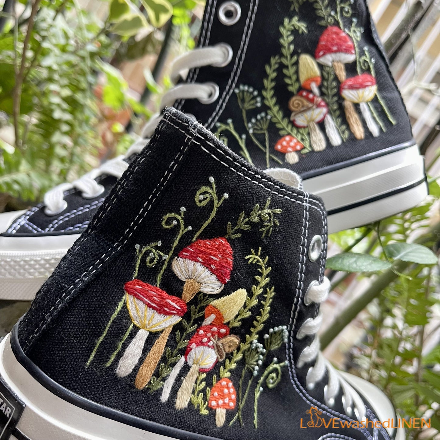 Custom Converse Chuck Taylor Mushrooms Embroidered Converse Shoes/ Mushrooms Embroidered Converse Custom/ Mushrooms Embroidered Sneakers