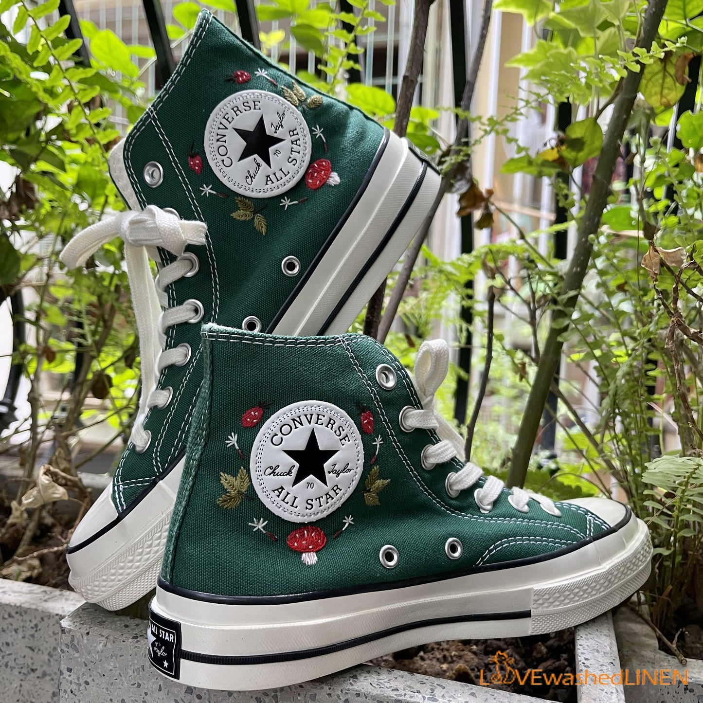 Custom Converse Chuck Taylor Mushrooms Embroidered Converse Shoes/ Mushrooms Embroidered Converse Custom/ Mushrooms Embroidered Sneakers