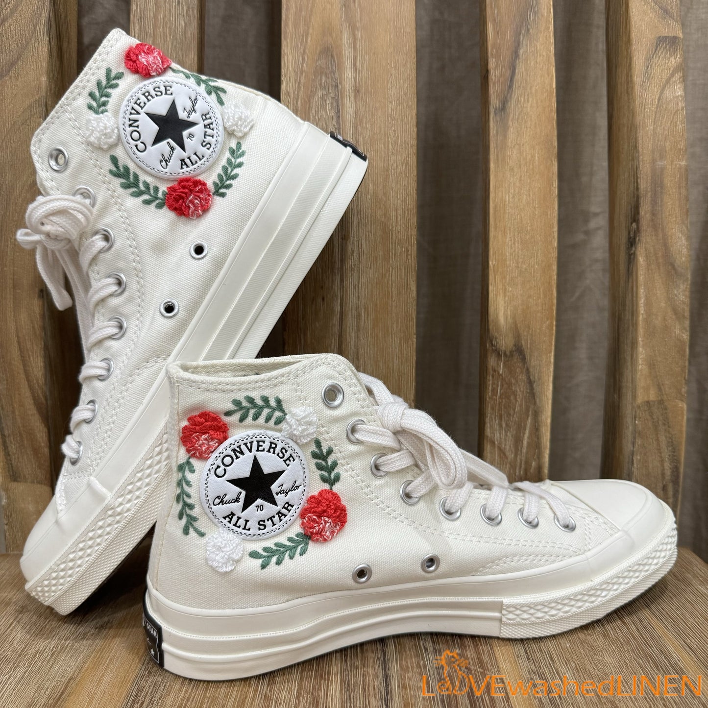 Custom Embroidered Wedding Sneakers/ Wedding Flowers Embroidered Shoes/ Bridal Flowers Embroidered Sneakers / Personalized Bridal Sneaker