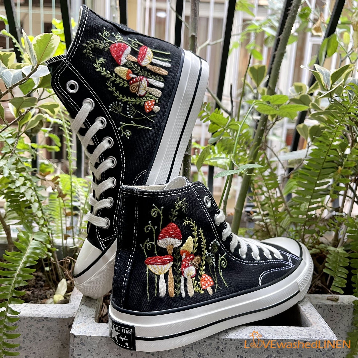 Custom Converse Chuck Taylor Mushrooms Embroidered Converse Shoes/ Mushrooms Embroidered Converse Custom/ Mushrooms Embroidered Sneakers