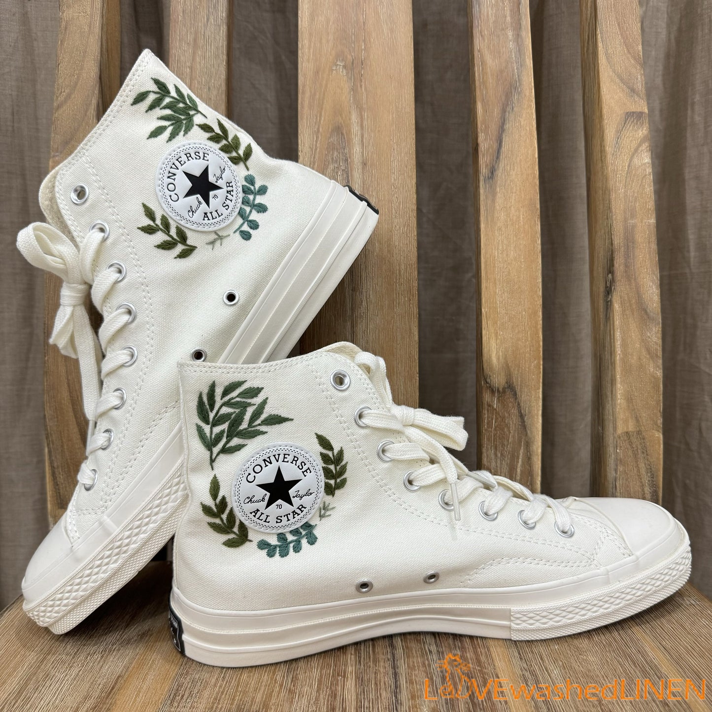 Custom Wedding Sneakers/ Wedding Flowers Embroidered Shoes/ Bridal Flowers Embroidered Sneakers /Wedding Greenery Embroidered Converse