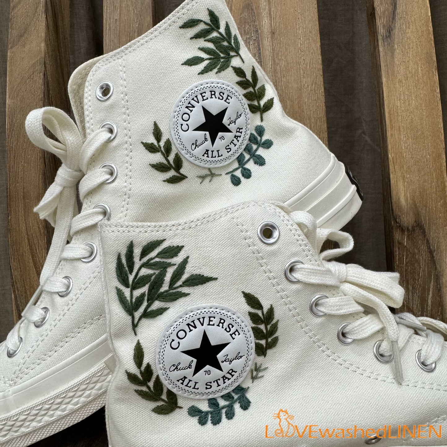 Custom Wedding Sneakers/ Wedding Flowers Embroidered Shoes/ Bridal Flowers Embroidered Sneakers /Wedding Greenery Embroidered Converse
