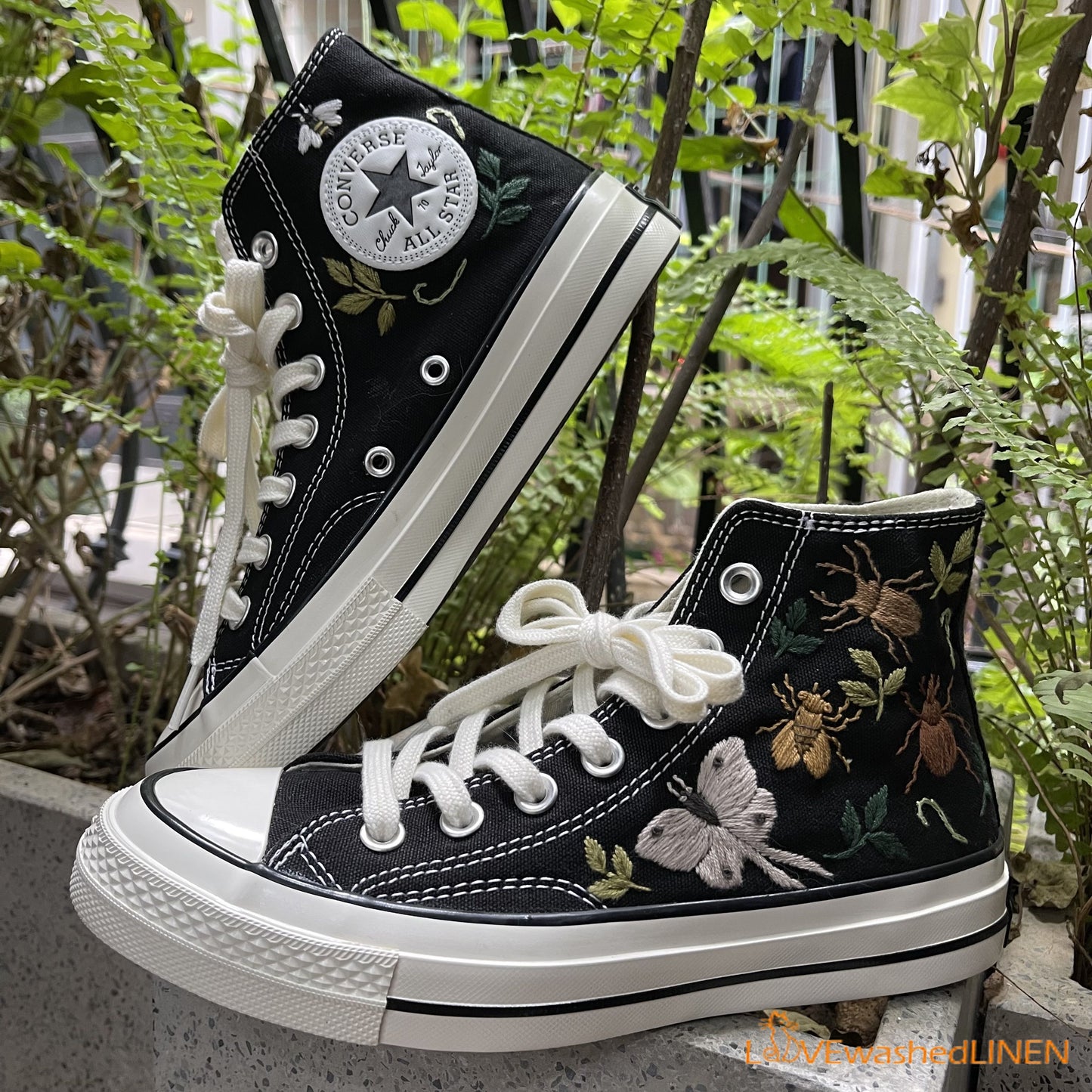 Custom Sneakers Embroidered/ Bugs Embroidered Converse/ Halloween Vibes Embroidered Sneakers/ Bugs Embroidered Sneakers