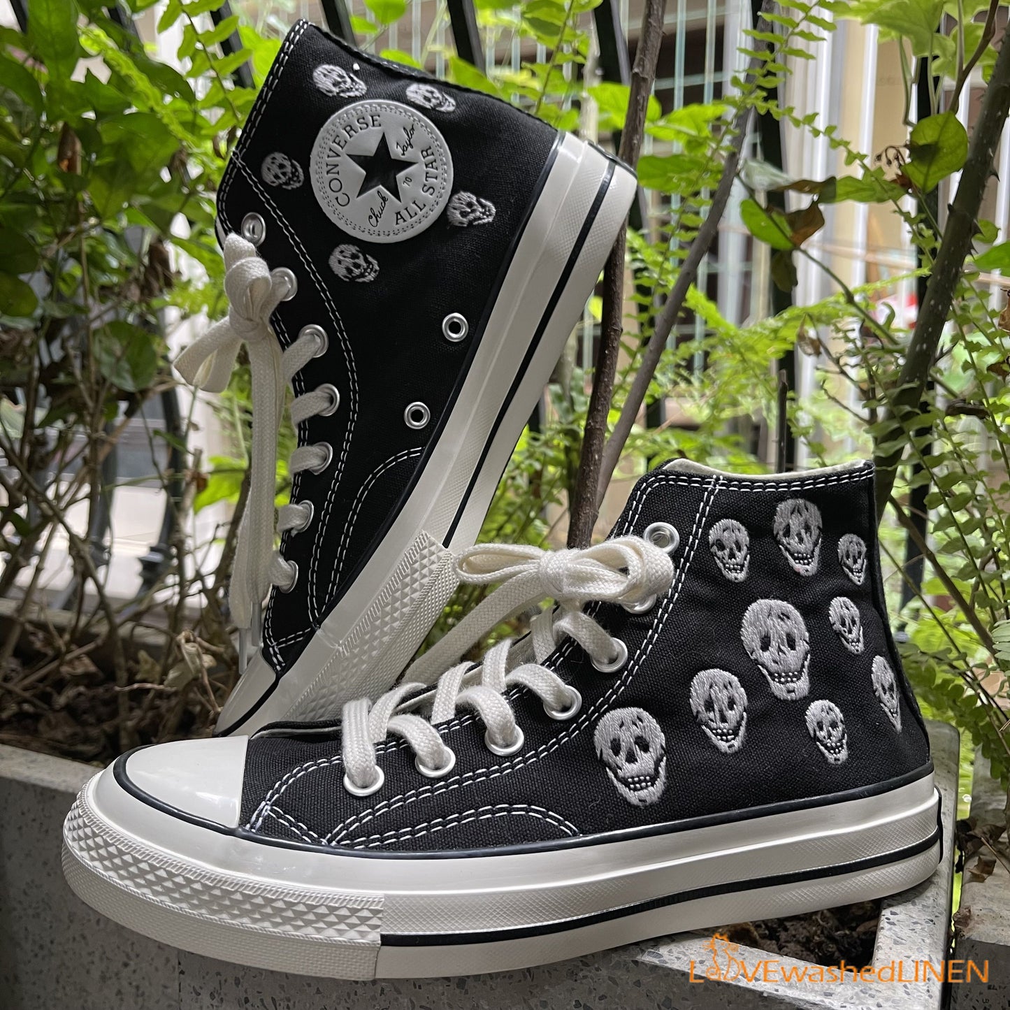 Custom Converse Chuck Taylor Embroidered Custom/Skulls Embroidered Converse Shoes/Skull Embroidered Sneaker Custom/Skull Shoes