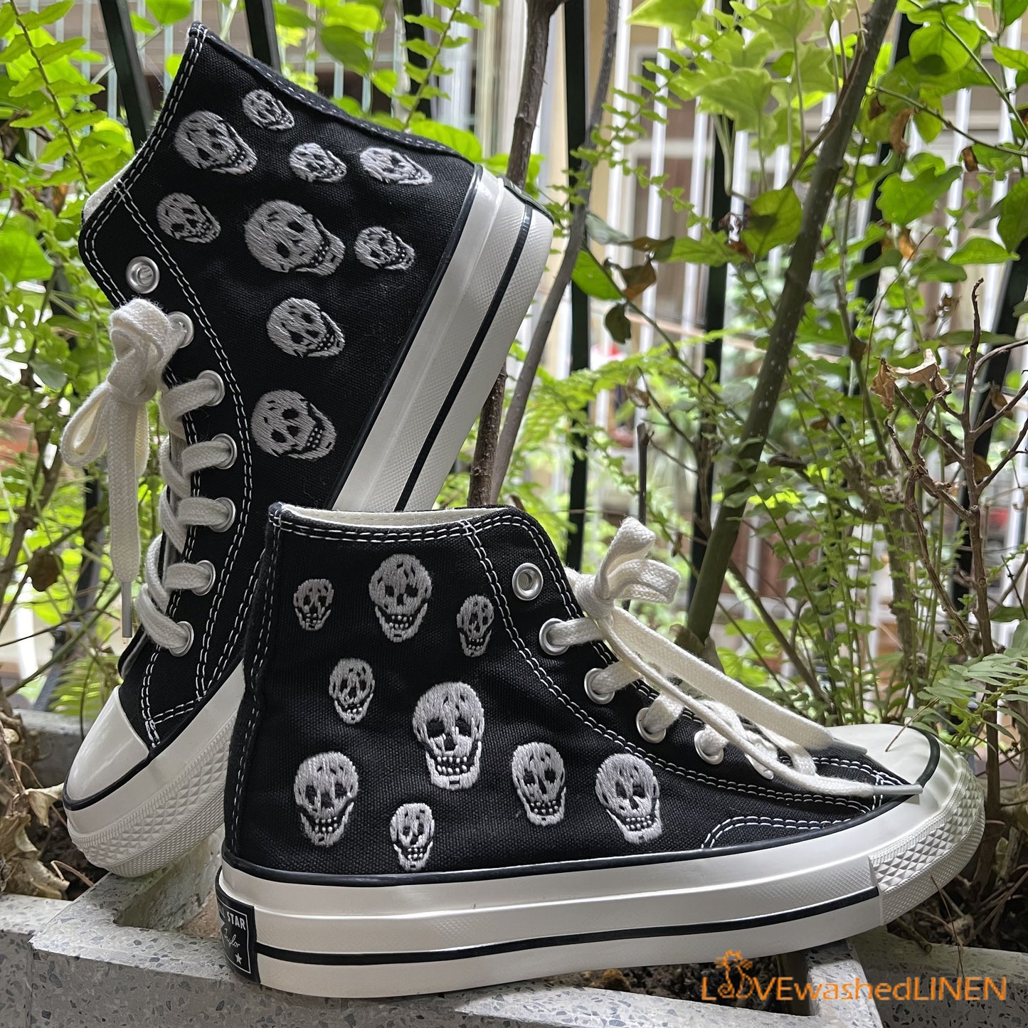 Custom Converse Chuck Taylor Embroidered Custom/Skulls Embroidered Converse Shoes/Skull Embroidered Sneaker Custom/Skull Shoes