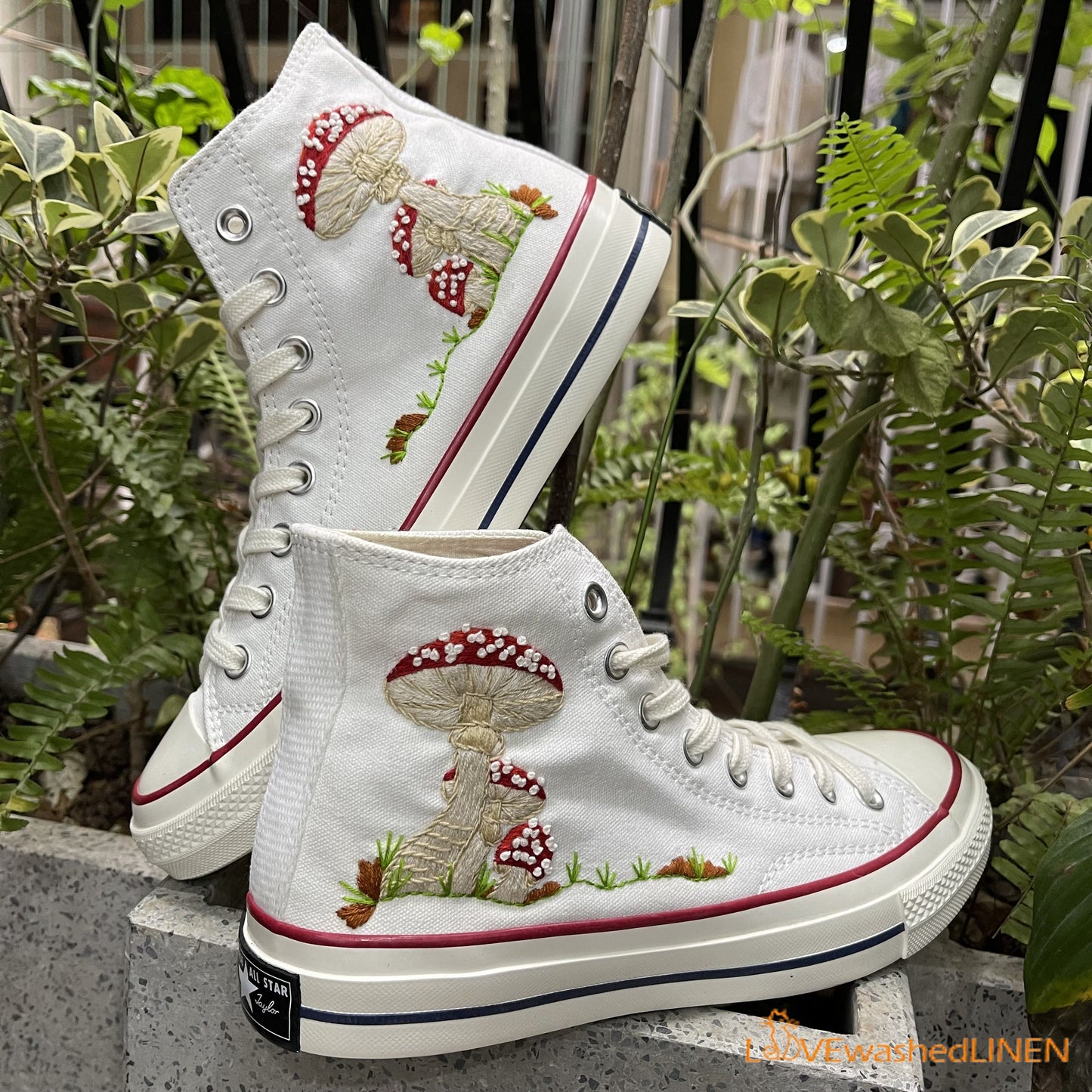 Custom Converse Chuck Taylor Mushrooms Embroidered Converse Shoes/ Mushrooms Embroidered Converse Custom/ Mushrooms Embroidered Sneakers