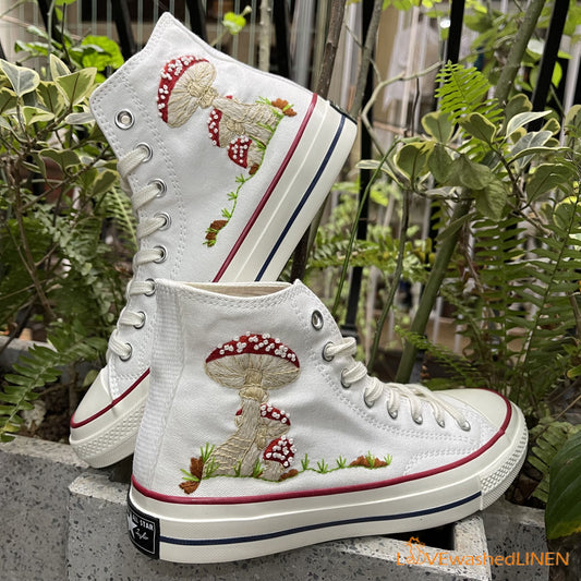 Custom Converse Chuck Taylor Mushrooms Embroidered Converse Shoes/ Mushrooms Embroidered Converse Custom/ Mushrooms Embroidered Sneakers