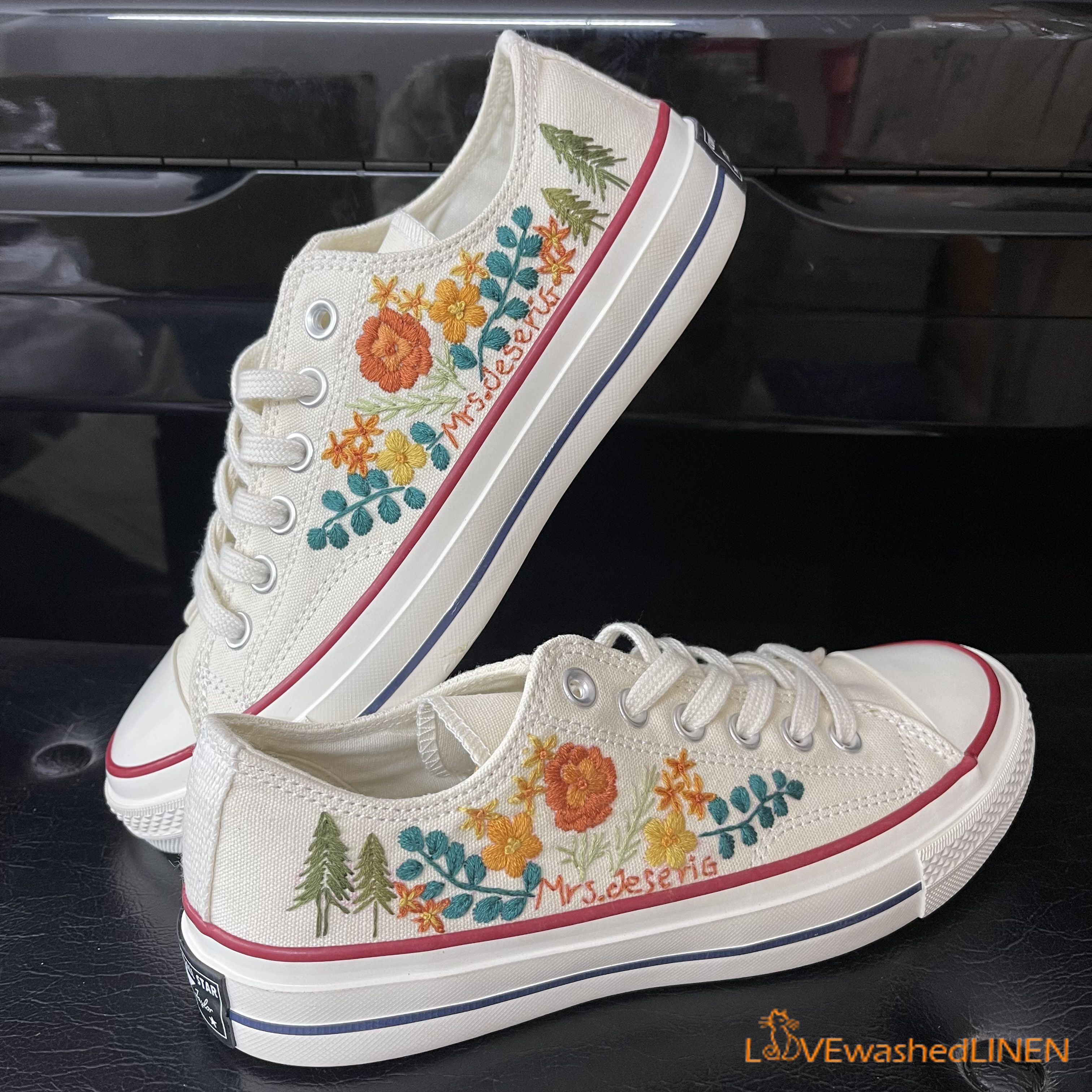 Embroidered Converse/ Custom Converse Chuck Taylor Embroidered Flowers –  lovewashedlinen