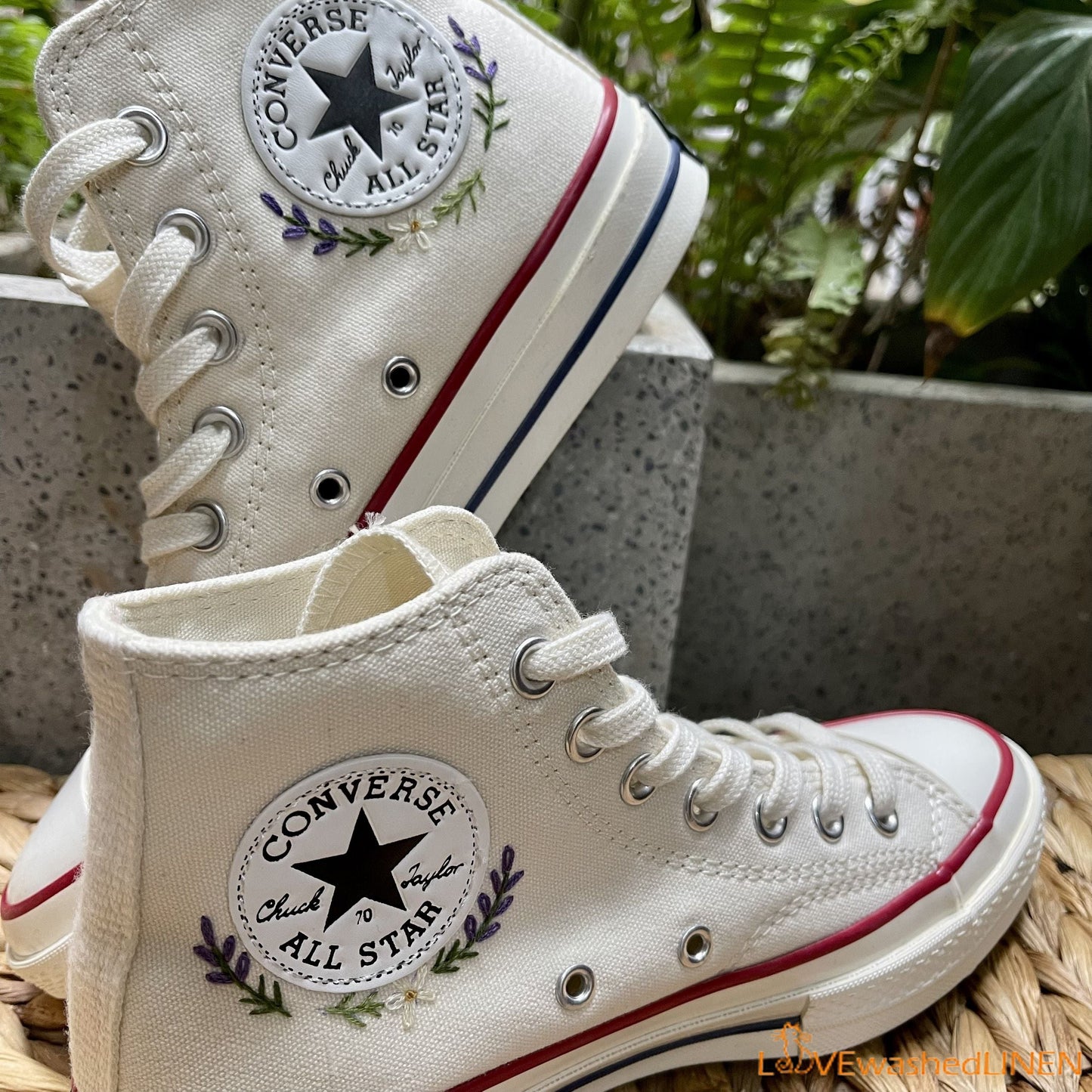 Custom Embroidered Converse High Tops Chuck Taylor 1970s/ Sweet Rabbit Embroidered Convesre/Custom Converse Chuck Taylor Embroidered
