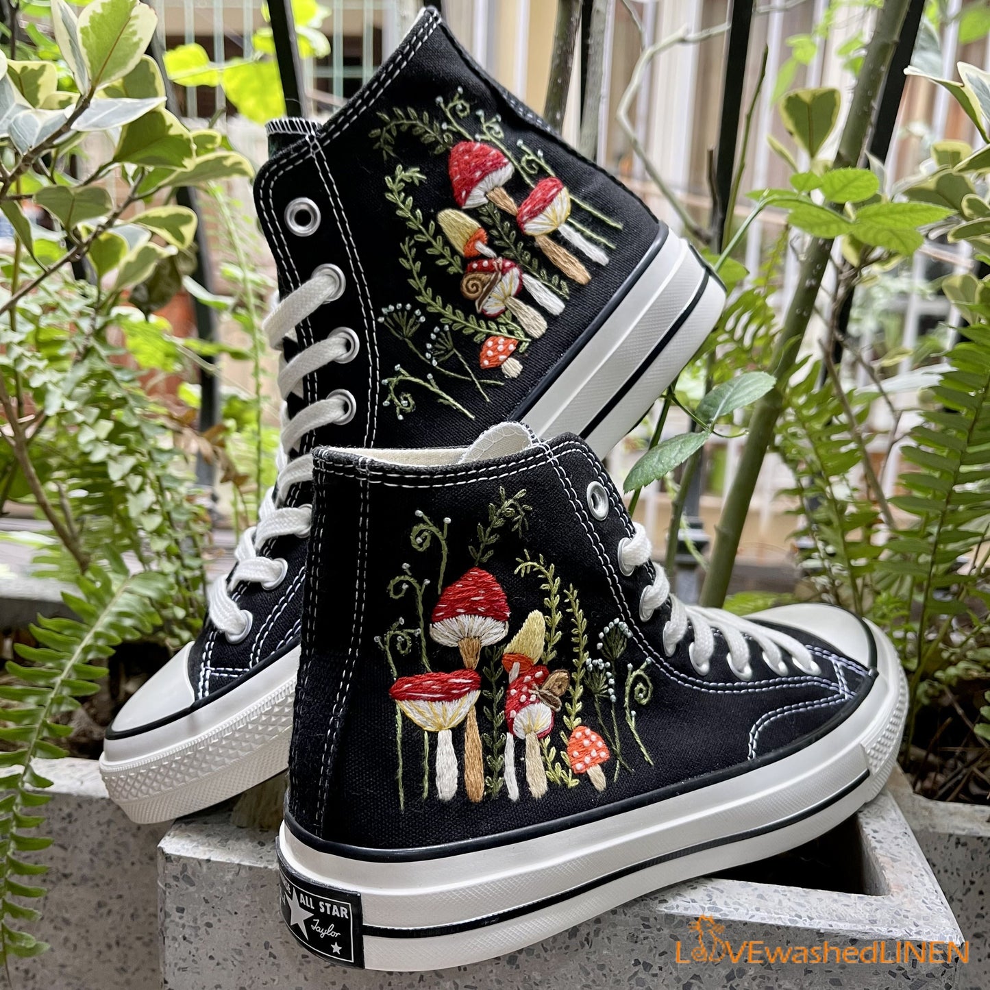 Custom Converse Chuck Taylor, Mushrooms Embroidered Converse Shoes/ Mushrooms Embroidered Converse Custom/ Mushrooms Embroidered Sneakers (Copy)