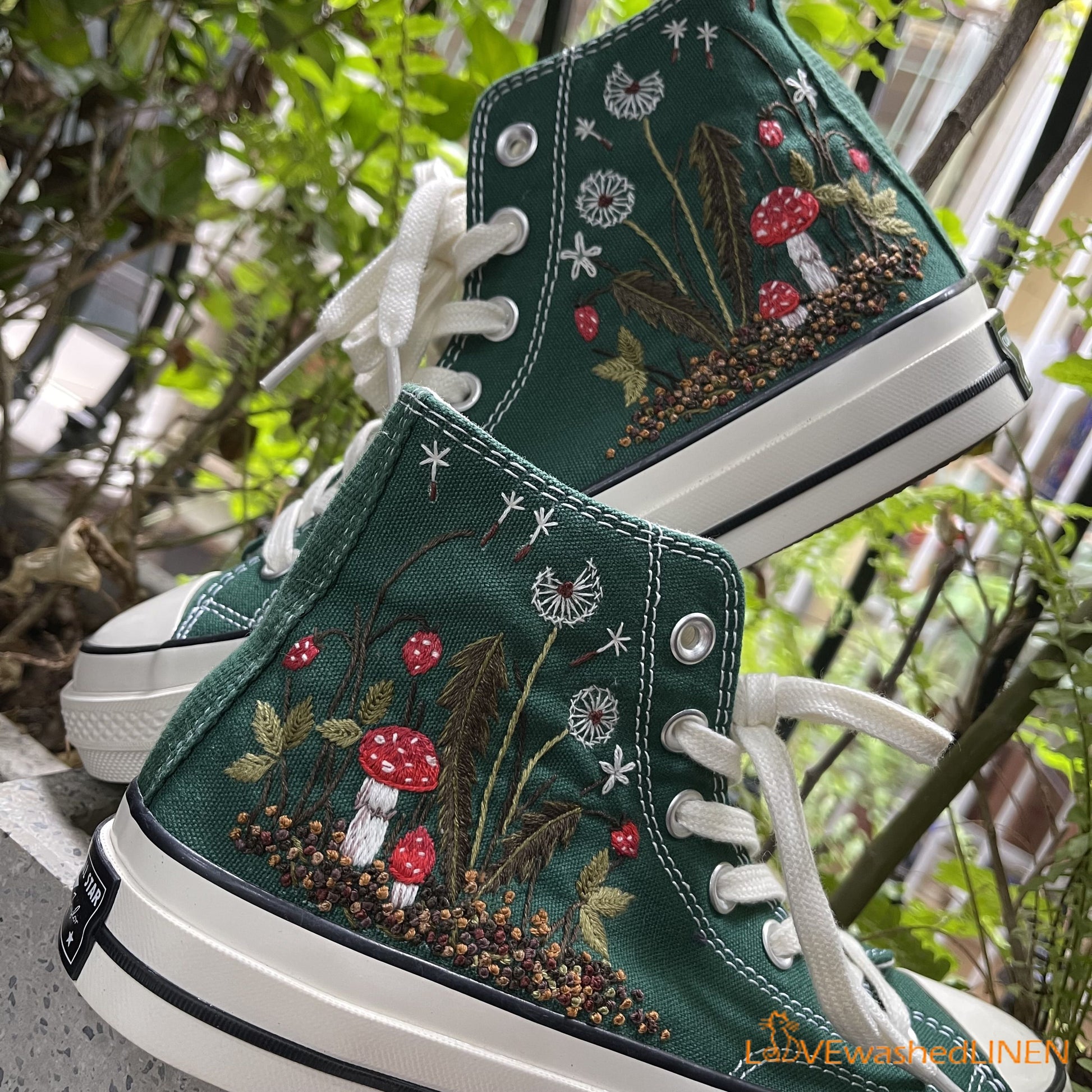 Custom Converse Chuck Taylor Mushrooms Embroidered Converse Shoes/ Mus - QT  Embroidery