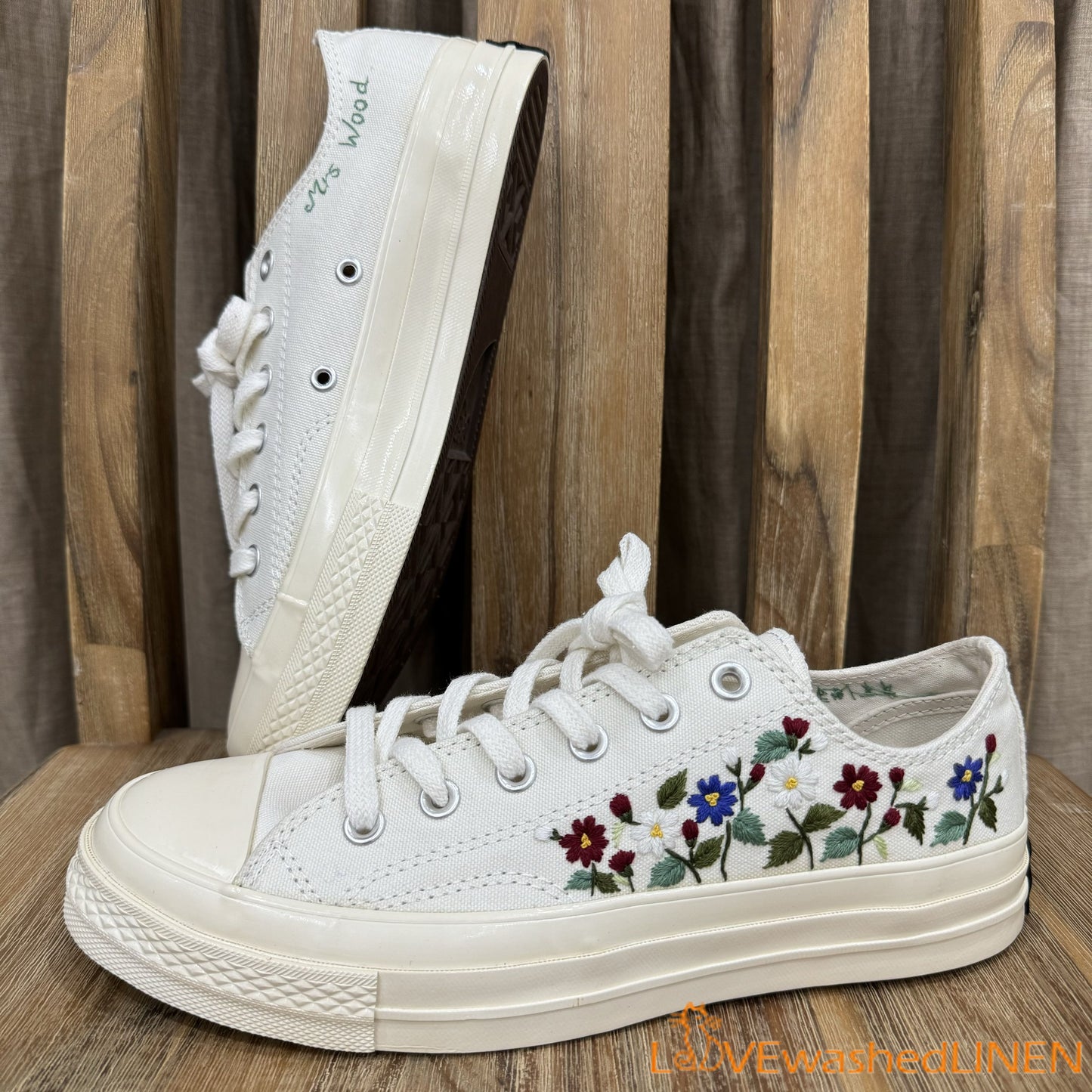 Custom Wedding Sneakers/ Wedding Flowers Embroidered Shoes/ Bridal Flowers Embroidered Sneakers Wedding Flowers Embroidered Sneakers/