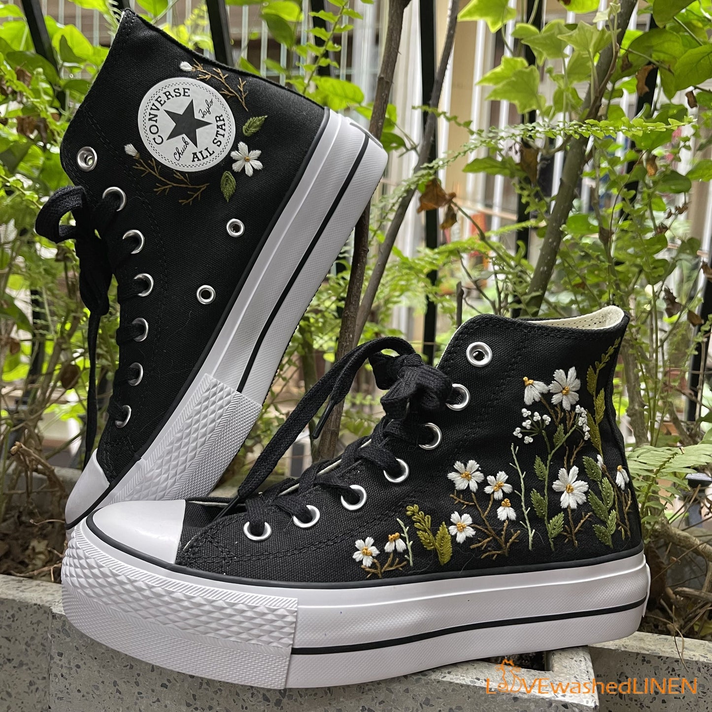 Custom Coverse Chuck Taylor/ Wedding Flowers Embroidered Converse/ Bridal Flowers Embroidered Sneakers Wedding Flowers Embroidered Sneakers/