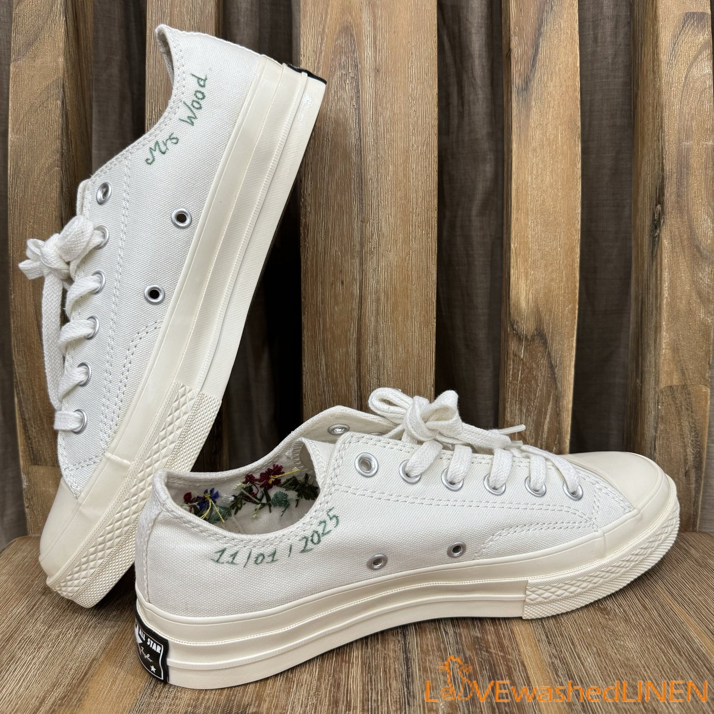 Custom Wedding Sneakers/ Wedding Flowers Embroidered Shoes/ Bridal Flowers Embroidered Sneakers Wedding Flowers Embroidered Sneakers/