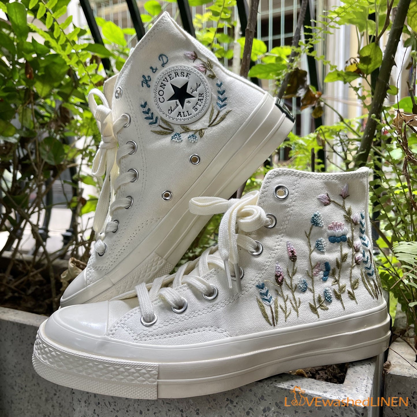 Custom Coverse Chuck Taylor/ Wedding Flowers Embroidered Converse/ Bridal Flowers Embroidered Sneakers Wedding Flowers Embroidered Sneakers/