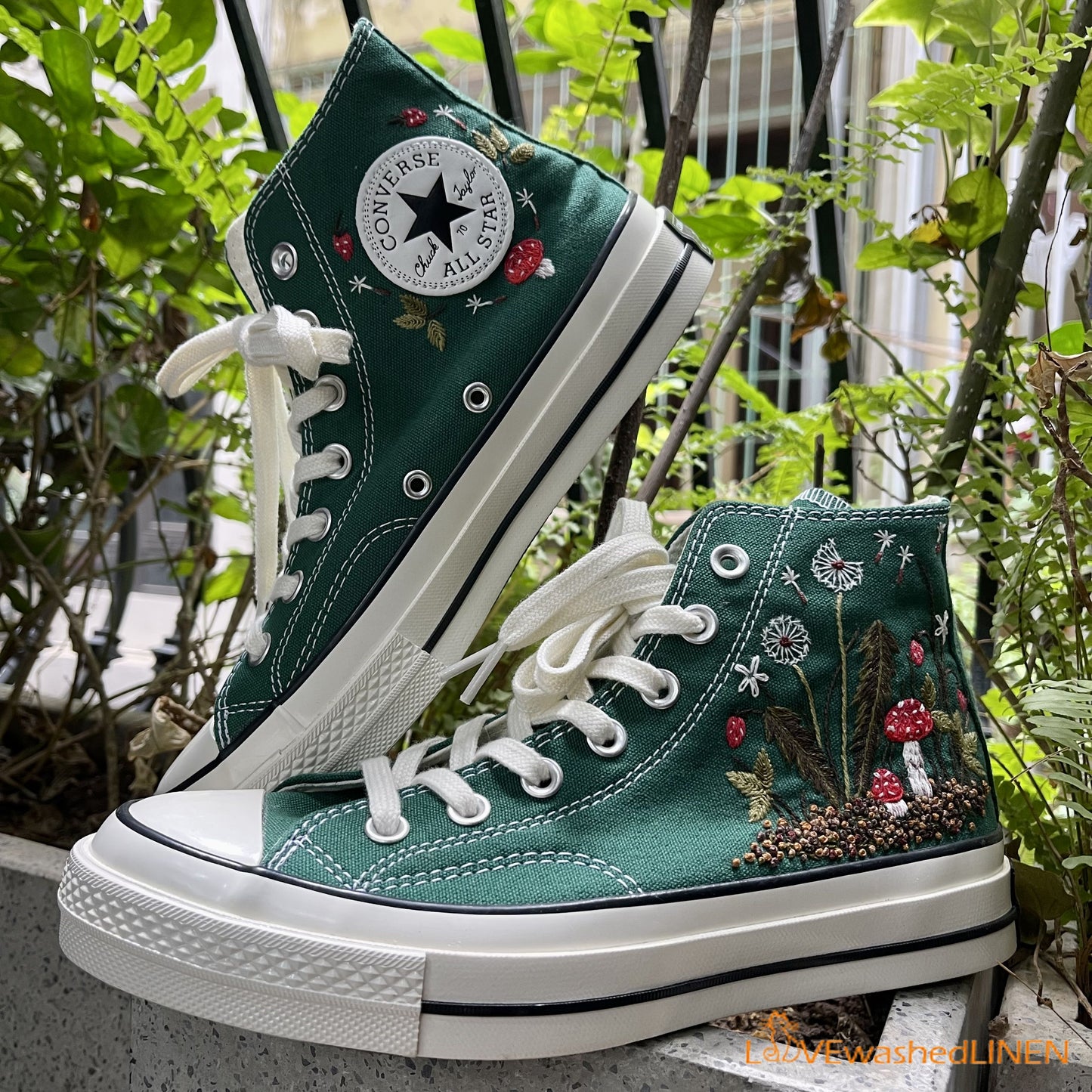 Custom Converse Chuck Taylor Mushrooms Embroidered Converse Shoes/ Mushrooms Embroidered Converse Custom/ Mushrooms Embroidered Sneakers