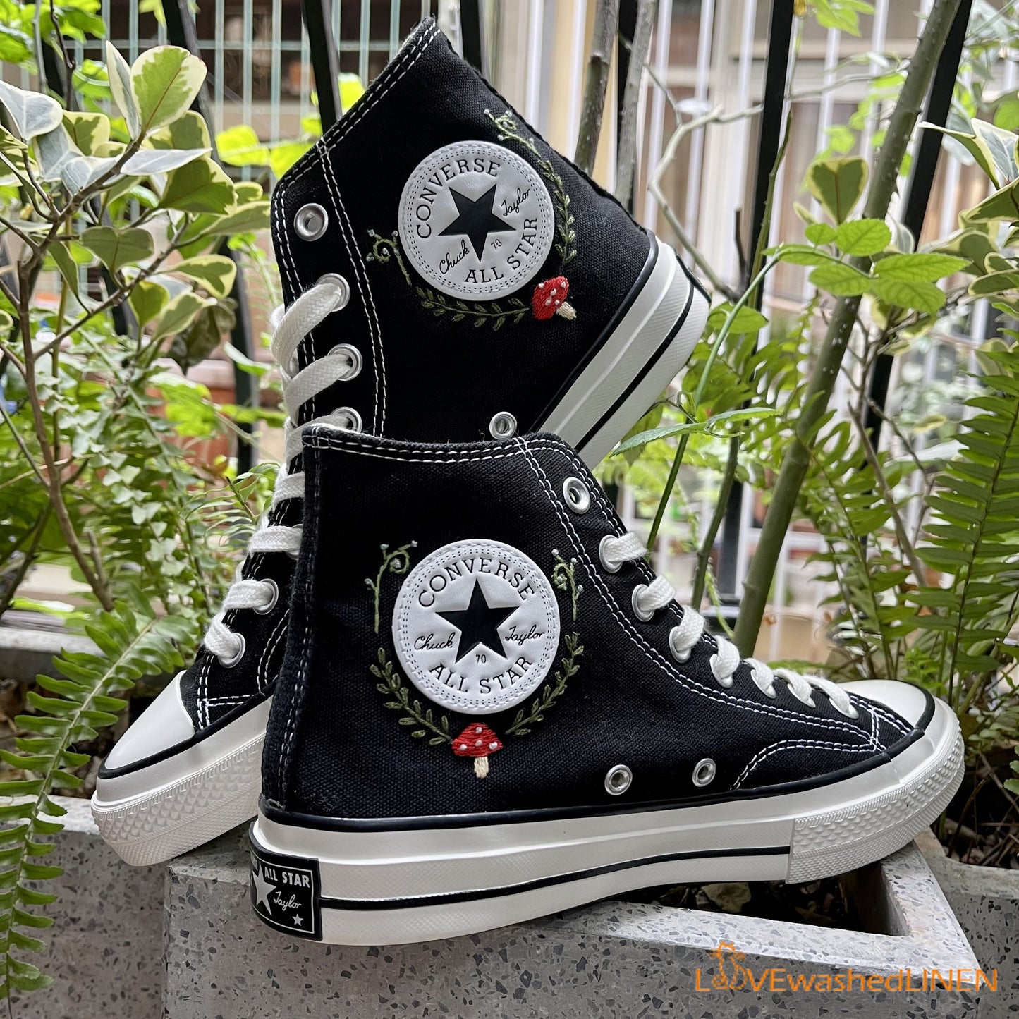 Custom Converse Chuck Taylor Mushrooms Embroidered Converse Shoes/ Mushrooms Embroidered Converse Custom/ Mushrooms Embroidered Sneakers