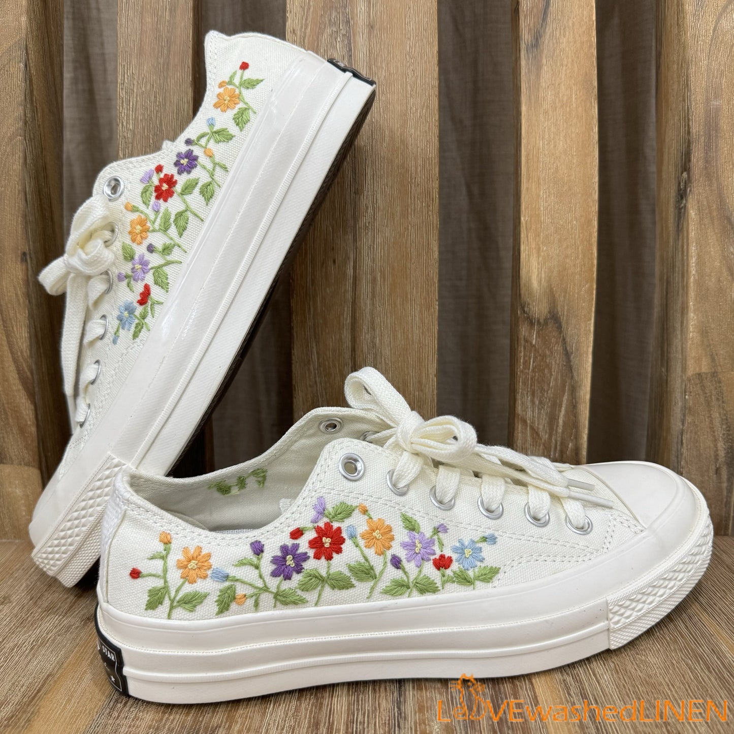 Custom Wedding Sneakers/ Wedding Flowers Embroidered Shoes/ Bridal Flowers Embroidered Sneakers Wedding Flowers Embroidered Sneakers/