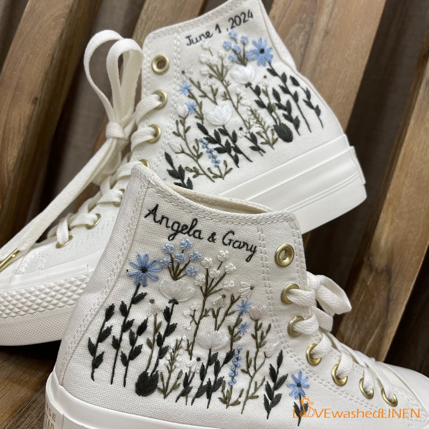 Custom Coverse Platform/Wedding Flowers Embroidered Converse/Bridal Flowers Embroidered Sneakers/Wedding Flowers Embroidered Sneakers/