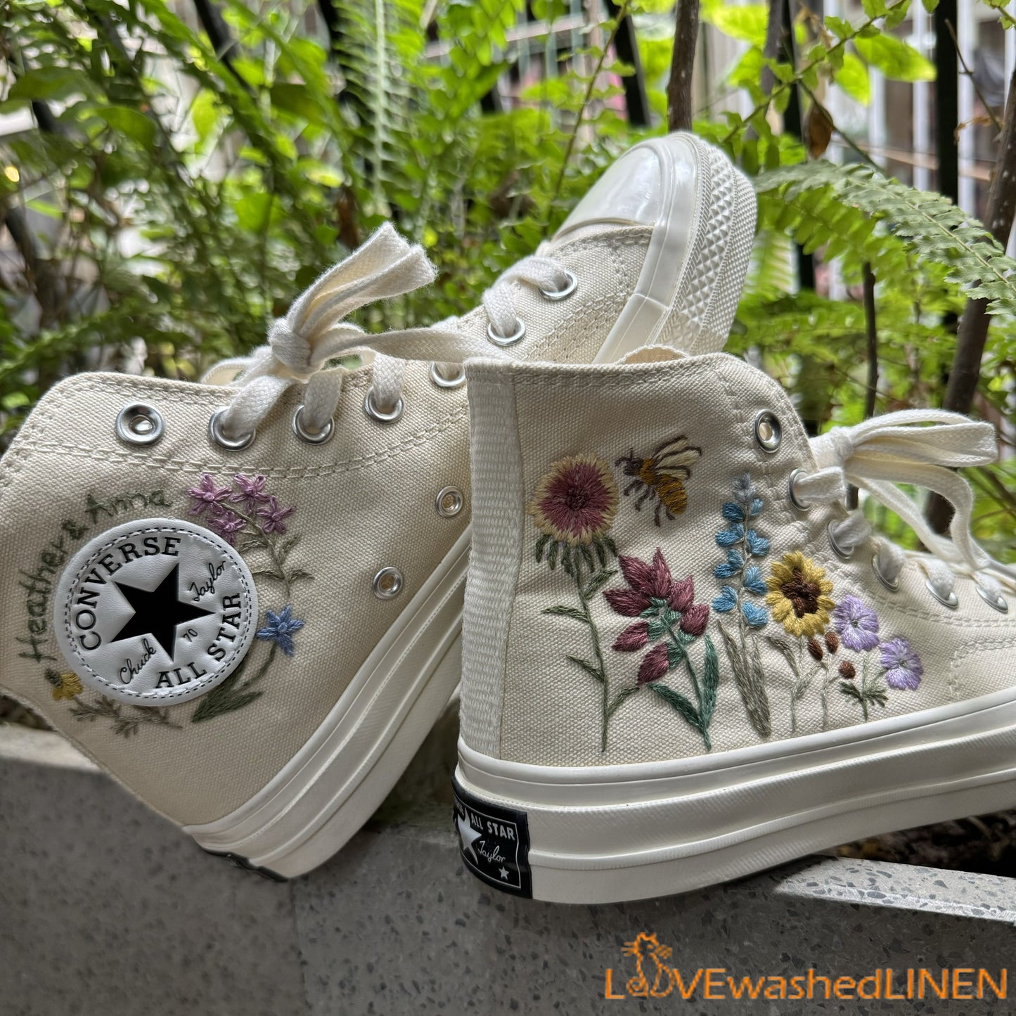 Custom Wedding Sneakers/ Wedding Flowers Embroidered Shoes/ Bridal Flowers Embroidered Sneakers/ Buttercup Flowers Embroidered Sneakers