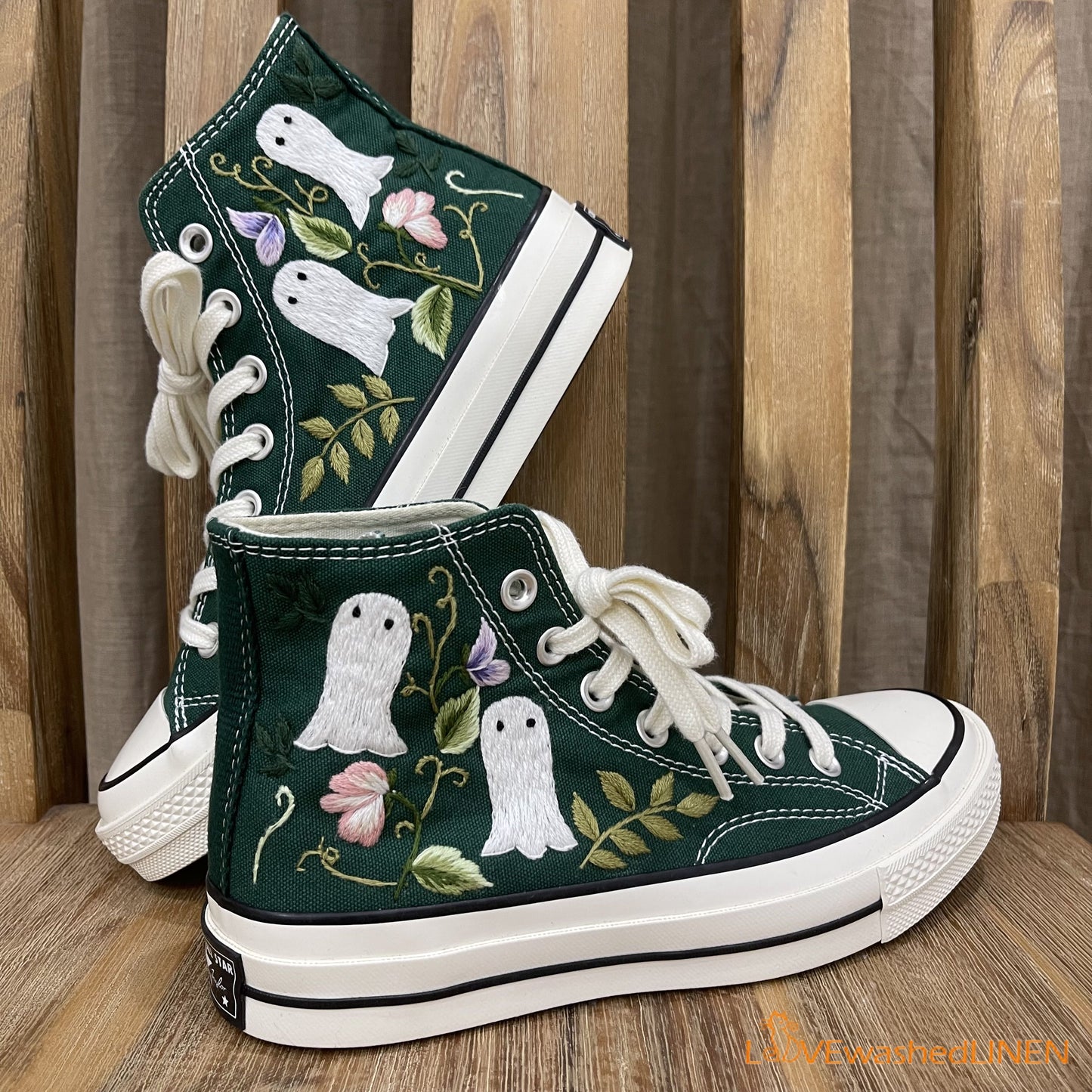 Custom Embroidered Converse High Tops Chuck Taylor 1970s/ Wedding Dahlia Flower Embroidered Converse/Wedding Embroidered Dahlia Sneakers