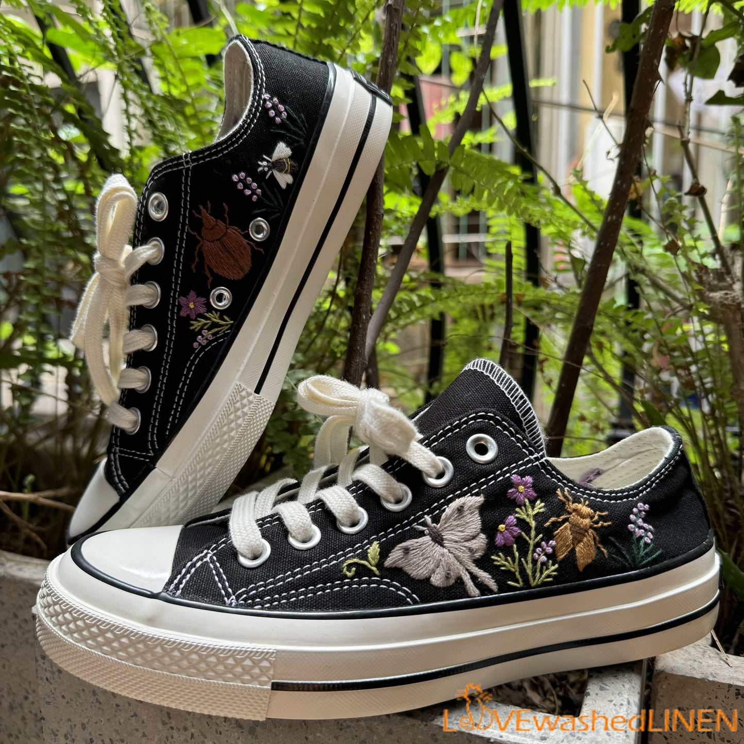 Custom Converse Embroidered/ Bugs Embroidered Converse/ Halloween Vibes Embroidered Sneakers/ Bugs Embroidered Sneakers