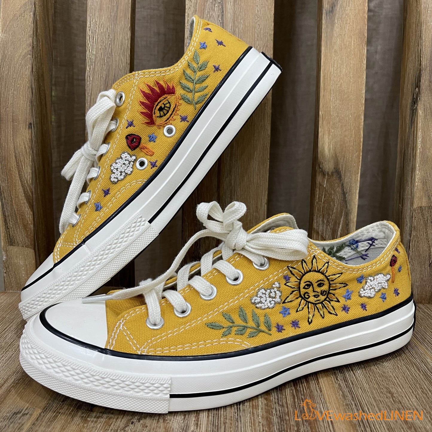 Custom Converse Chuck Taylor, Embroidered Celestial Art Embroidered Converse Low Tops / Celestial Embroidered Sneakers