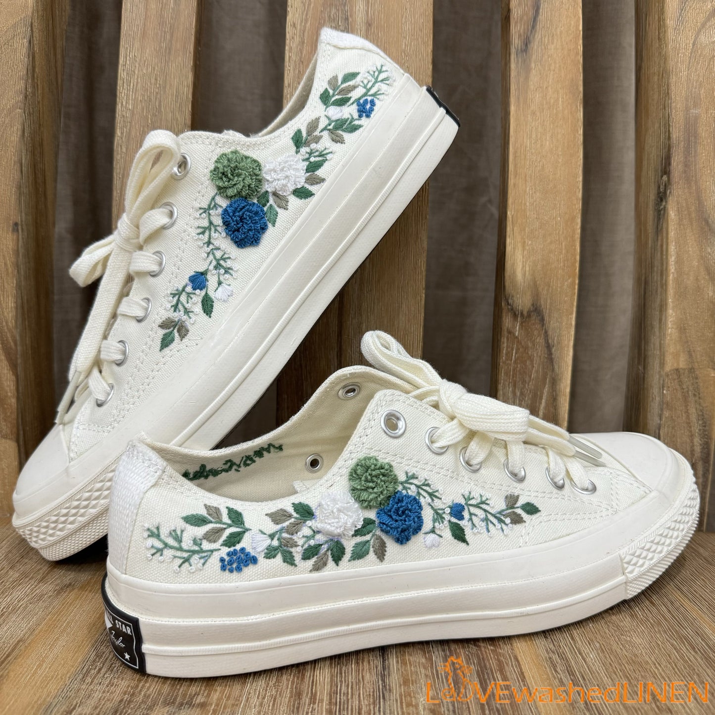 3 D Hand Embroidery Wedding Converse Low tops / Wedding Flowers Embroidered Shoes/ Bridal Flowers Embroidered Sneakers Wedding Flowers