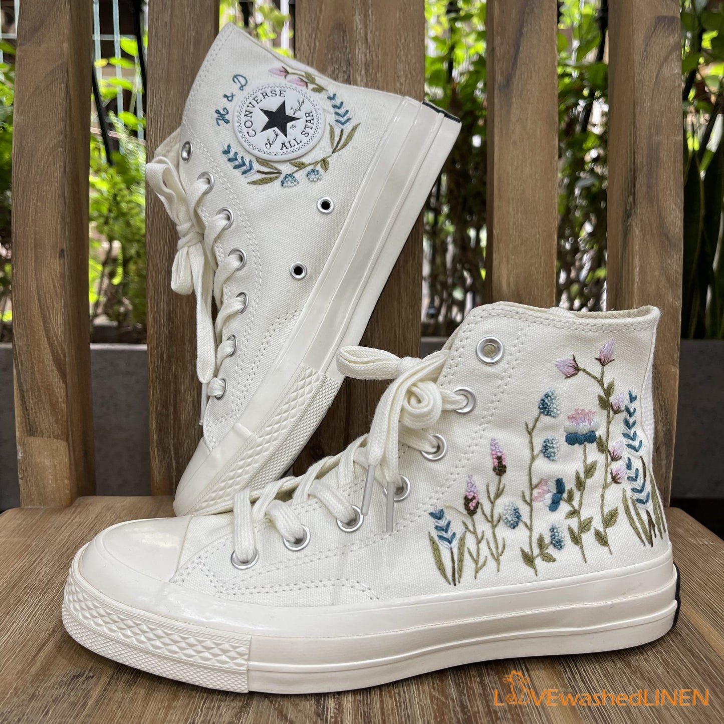 Custom Coverse Chuck Taylor/ Wedding Flowers Embroidered Converse/ Bridal Flowers Embroidered Sneakers Wedding Flowers Embroidered Sneakers/