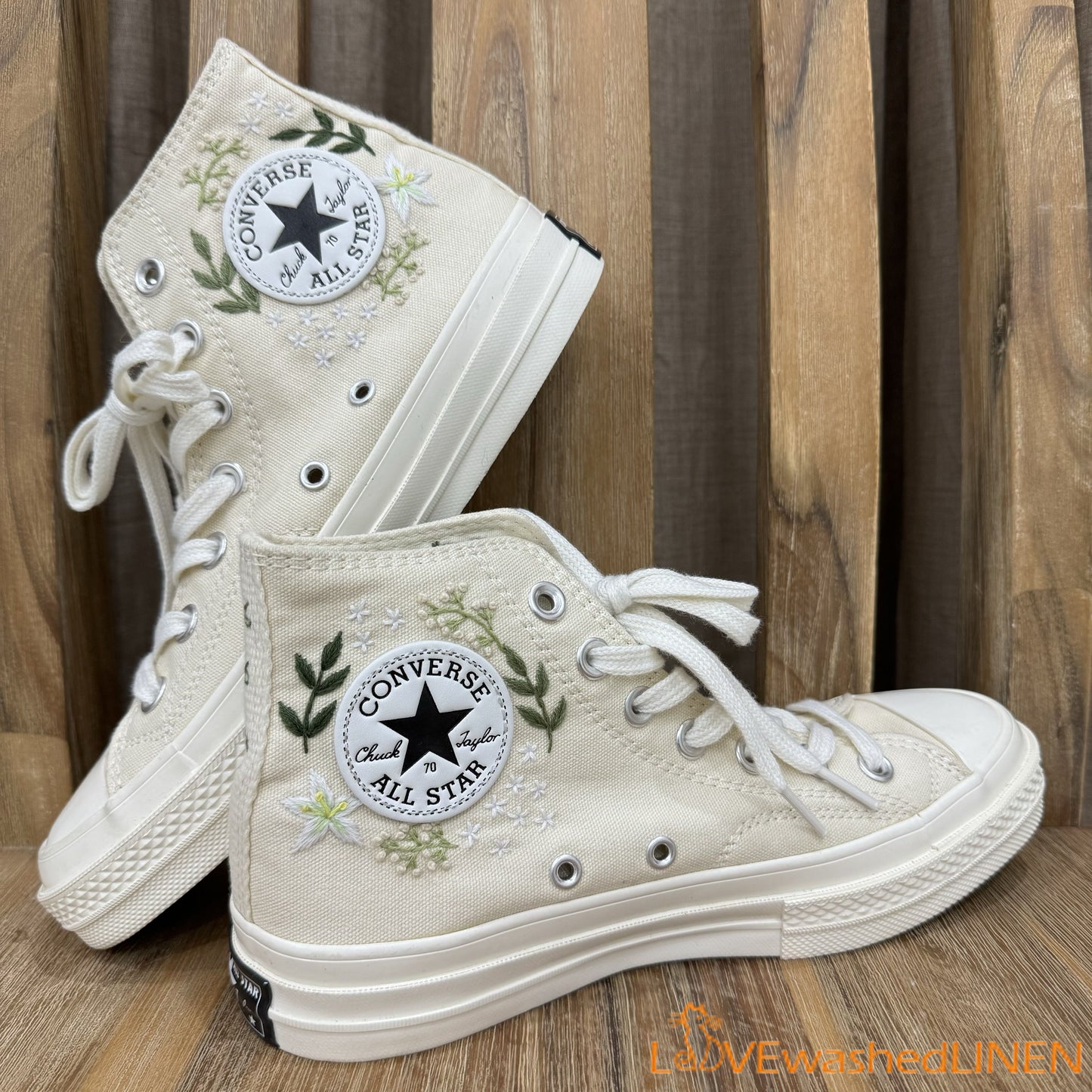 Custom Coverse Wedding Sneakers/ Cats + Flowers Embroidered Shoes/ Bridal Flowers + Pet Embroidered Sneakers/ Personalized Bride Shoes