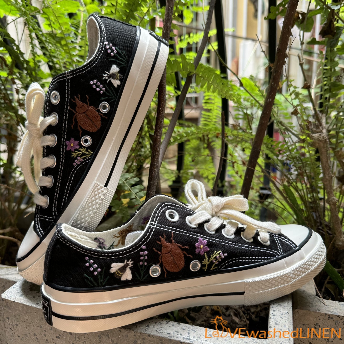 Custom Converse Embroidered/ Bugs Embroidered Converse/ Halloween Vibes Embroidered Sneakers/ Bugs Embroidered Sneakers