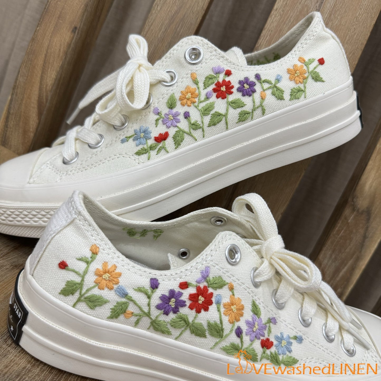 Custom Wedding Sneakers/ Wedding Flowers Embroidered Shoes/ Bridal Flowers Embroidered Sneakers Wedding Flowers Embroidered Sneakers/