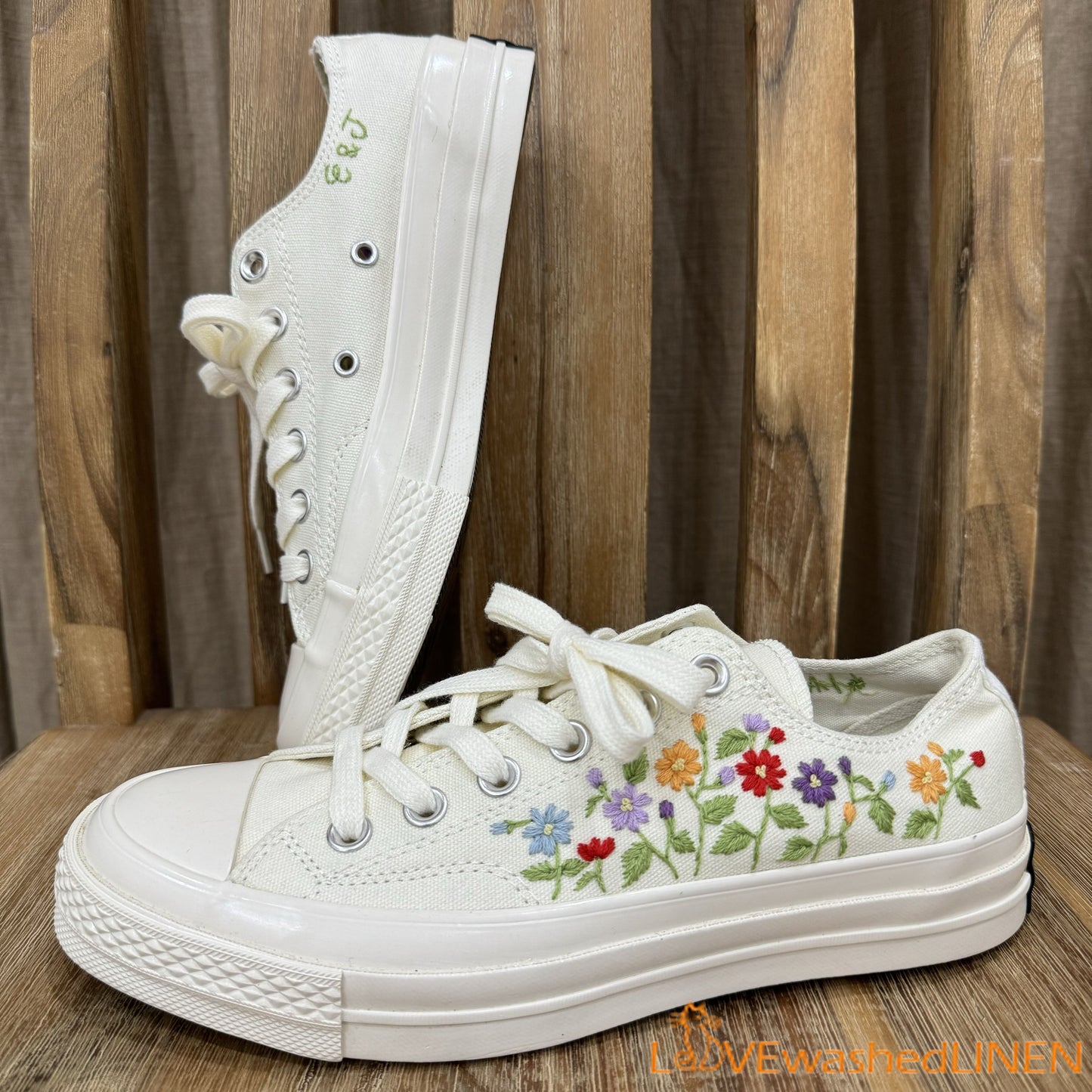 Custom Wedding Sneakers/ Wedding Flowers Embroidered Shoes/ Bridal Flowers Embroidered Sneakers Wedding Flowers Embroidered Sneakers/