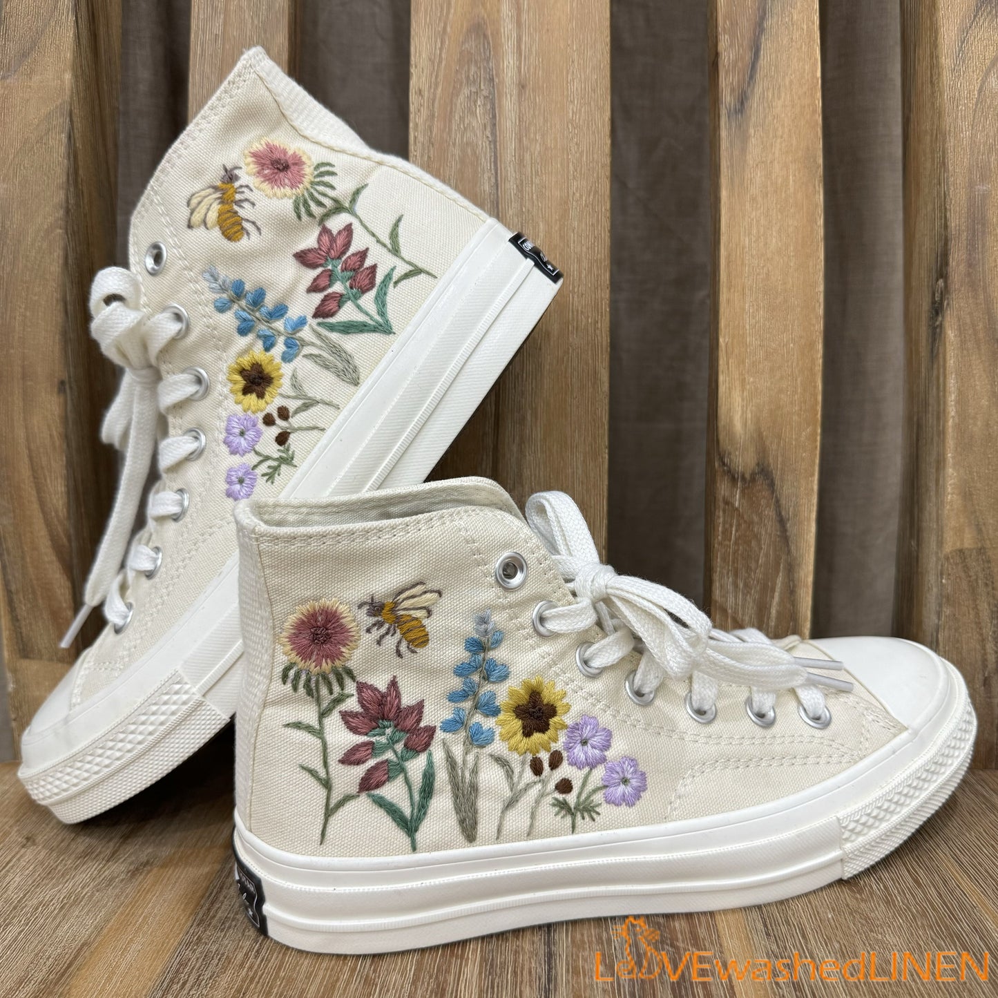 Custom Wedding Sneakers/ Wedding Flowers Embroidered Shoes/ Bridal Flowers Embroidered Sneakers/ Buttercup Flowers Embroidered Sneakers