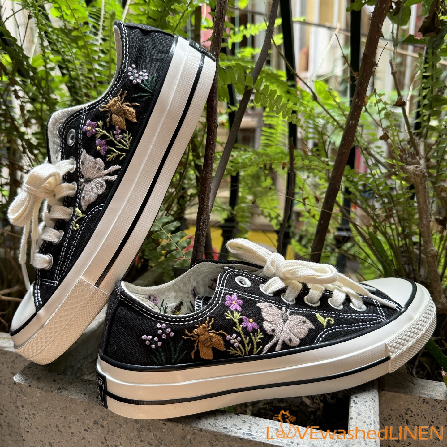 Custom Converse Embroidered/ Bugs Embroidered Converse/ Halloween Vibes Embroidered Sneakers/ Bugs Embroidered Sneakers