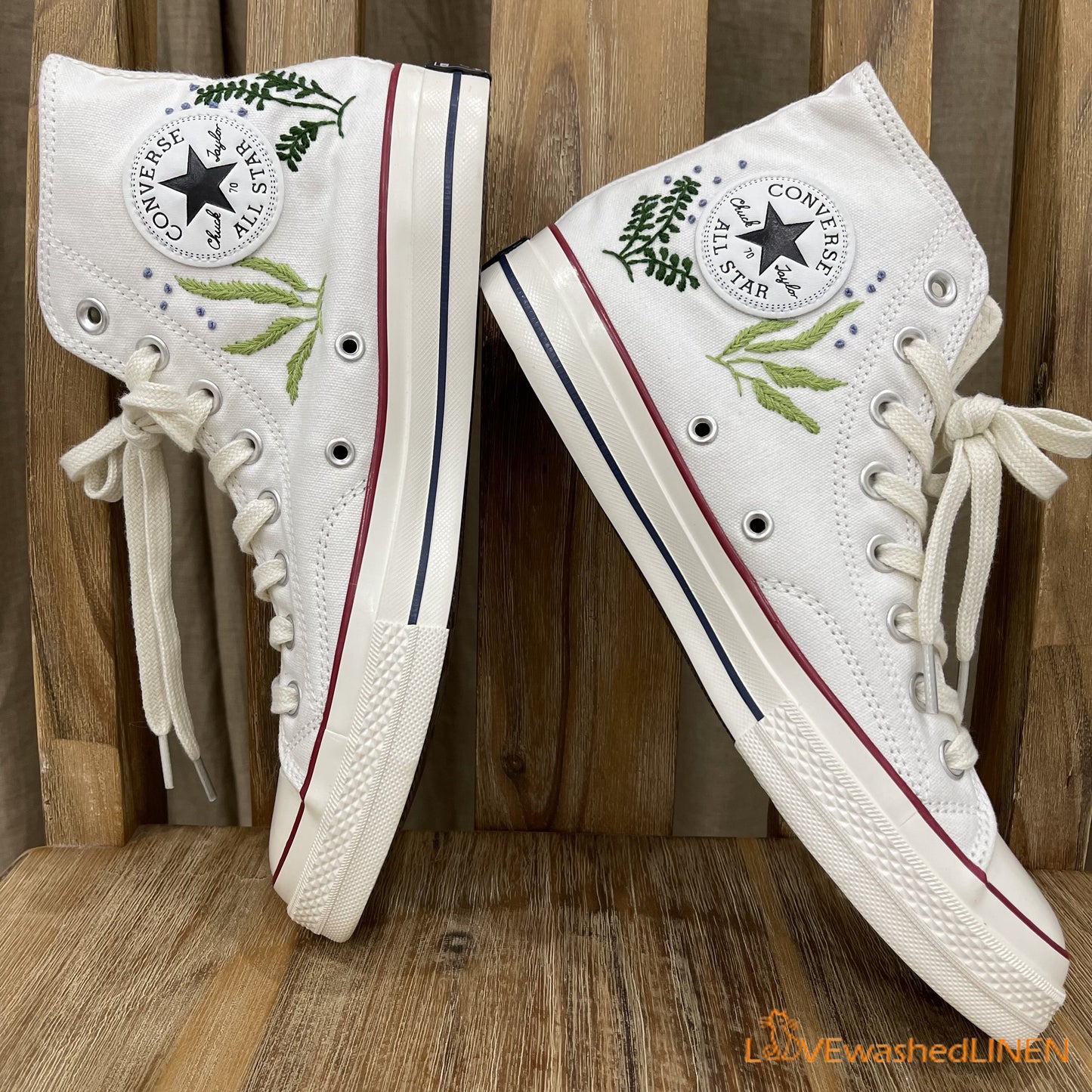 Custom Embroidered Converse High Tops/ Custom Converse Chuck Taylor 1970s Shark Embroidered / Ocean Vibes Embroidered