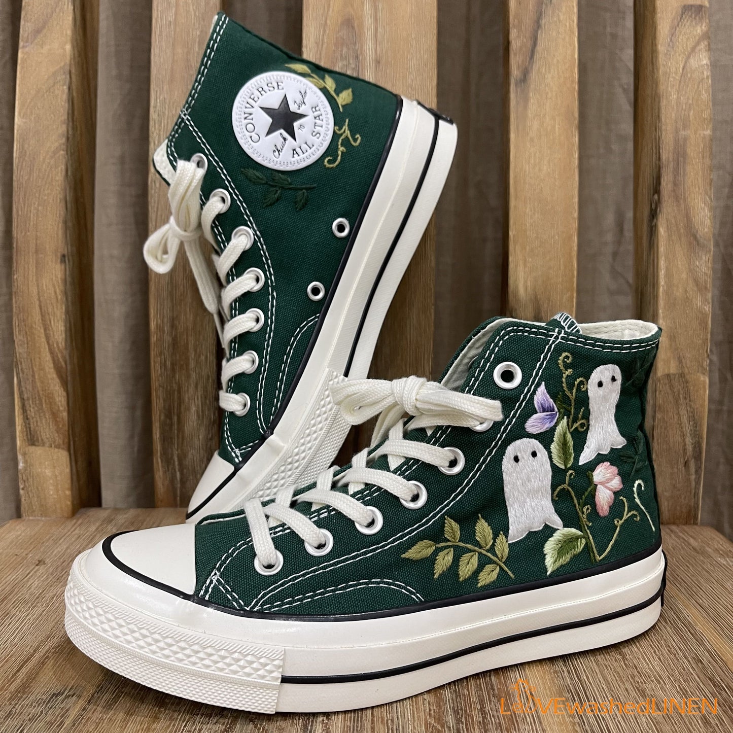 Custom Embroidered Converse High Tops Chuck Taylor 1970s/ Wedding Dahlia Flower Embroidered Converse/Wedding Embroidered Dahlia Sneakers