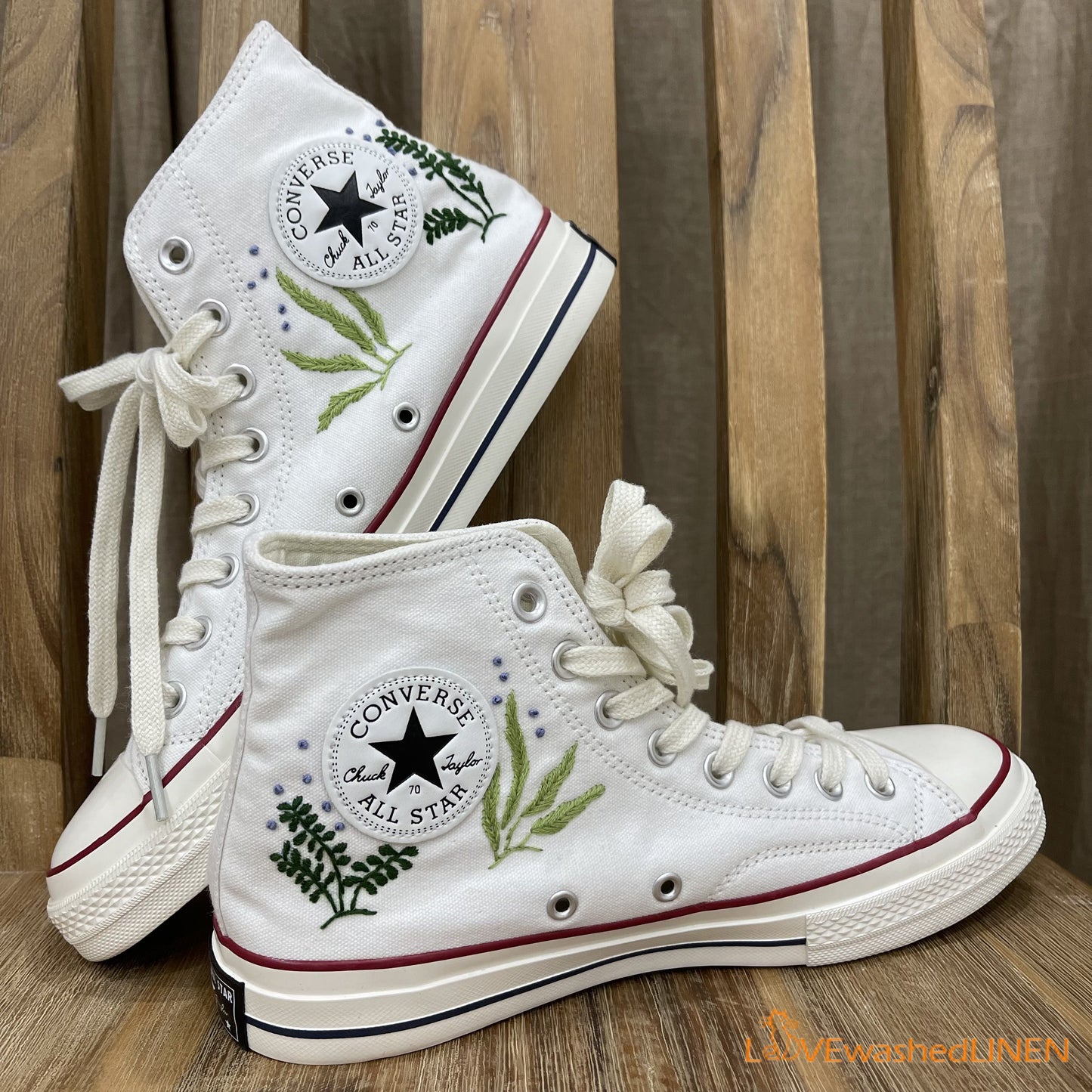 Custom Embroidered Converse High Tops/ Custom Converse Chuck Taylor 1970s Shark Embroidered / Ocean Vibes Embroidered