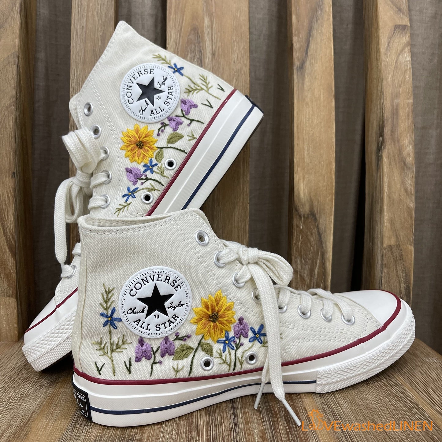 Custom Converse Chuck Taylor Flowers Embroidered Sneaker/ Wedding Flowers Embroidered Convesre/ Sunflower Embroidered Converse