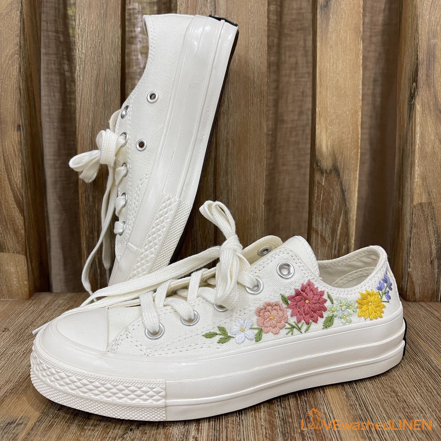 Custom Wedding Sneakers/ Wedding Flowers Embroidered Shoes/ Bridal Flowers Embroidered Sneakers Wedding Flowers Embroidered Sneakers/