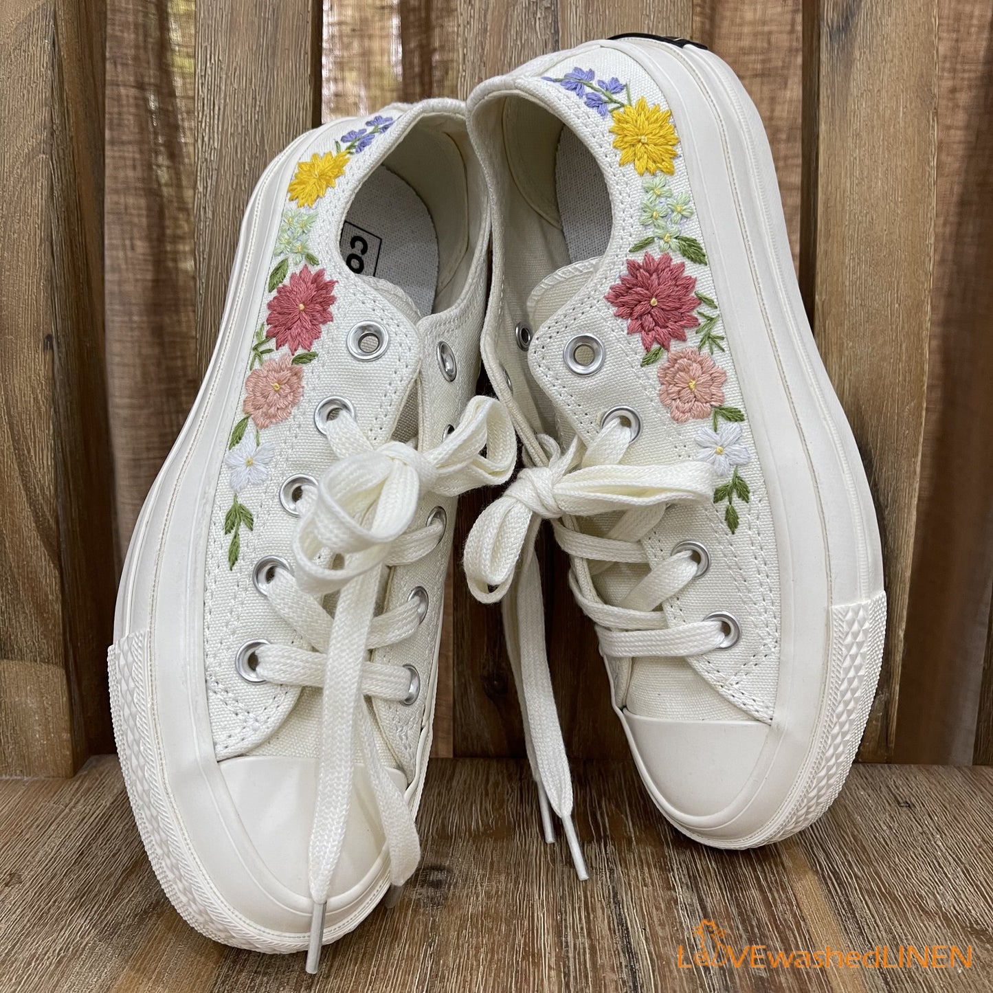 Custom Wedding Sneakers/ Wedding Flowers Embroidered Shoes/ Bridal Flowers Embroidered Sneakers Wedding Flowers Embroidered Sneakers/