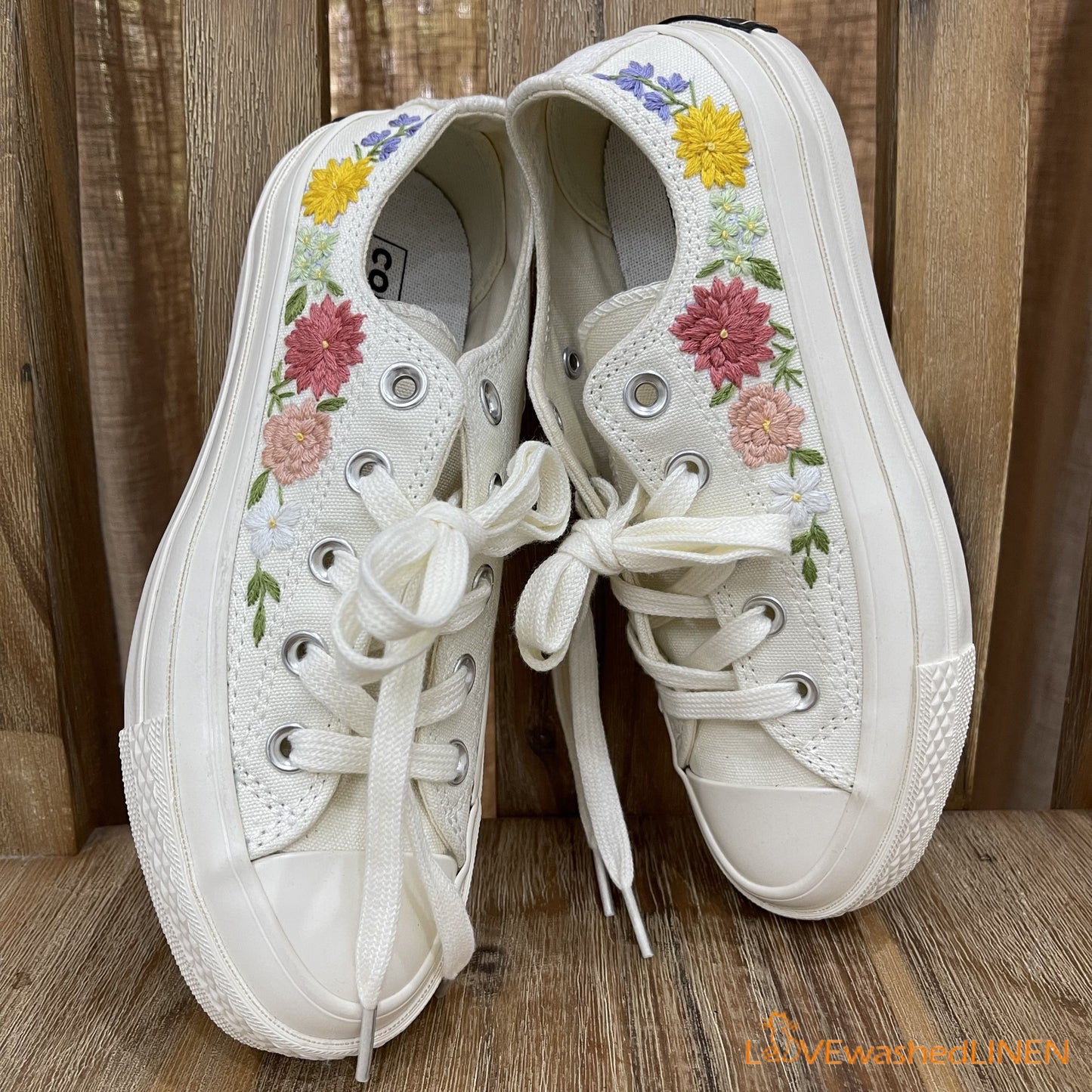 Custom Wedding Sneakers/ Wedding Flowers Embroidered Shoes/ Bridal Flowers Embroidered Sneakers Wedding Flowers Embroidered Sneakers/