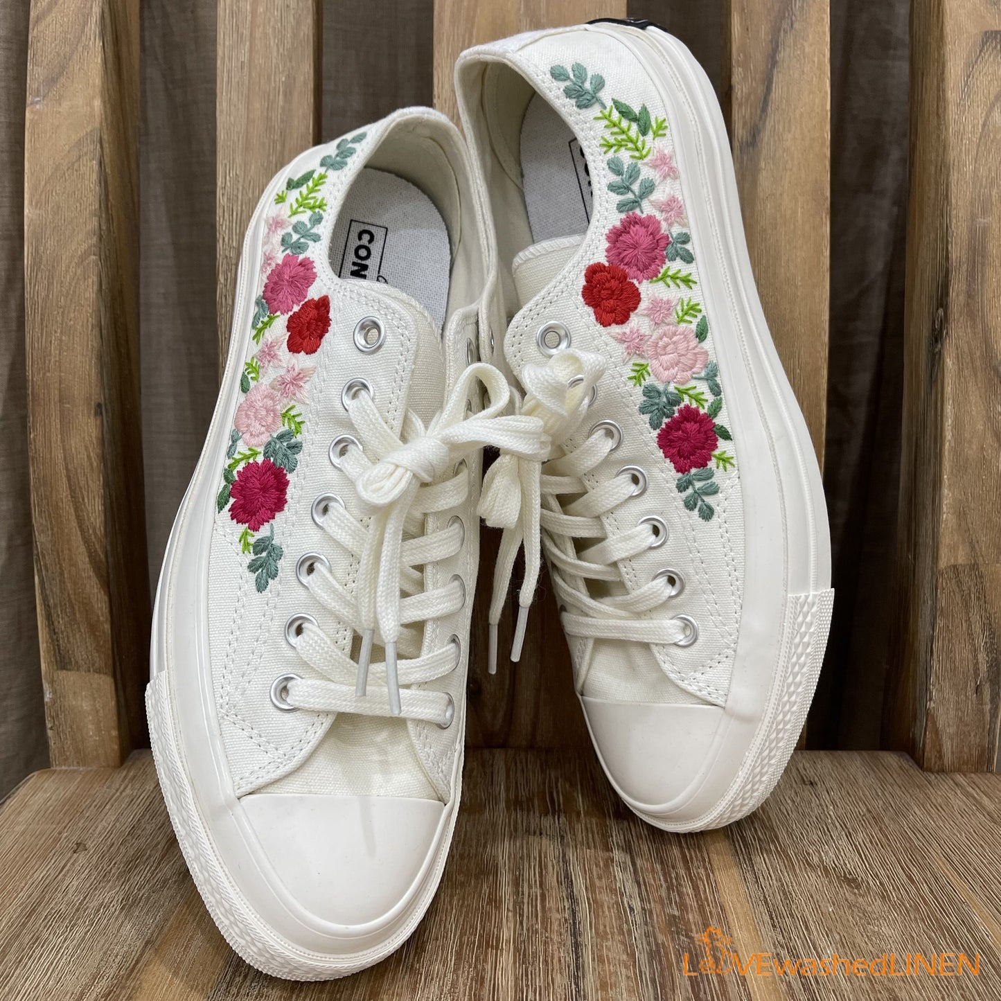 Custom Wedding Converse/ Wedding Flowers Embroidered Shoes/ Bridal Flowers Embroidered Sneakers/ Wedding Bouquet Embroidered Sneakers