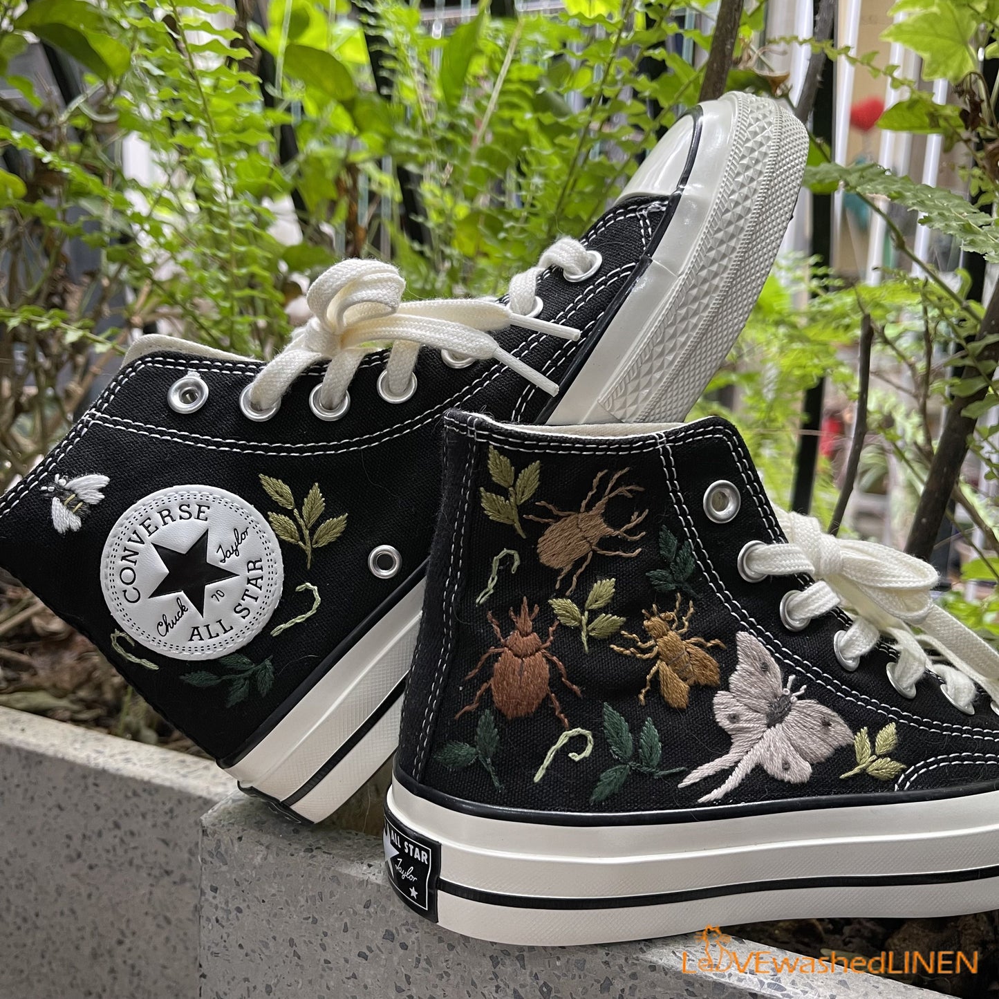 Custom Sneakers Embroidered/ Bugs Embroidered Converse/ Halloween Vibes Embroidered Sneakers/ Bugs Embroidered Sneakers