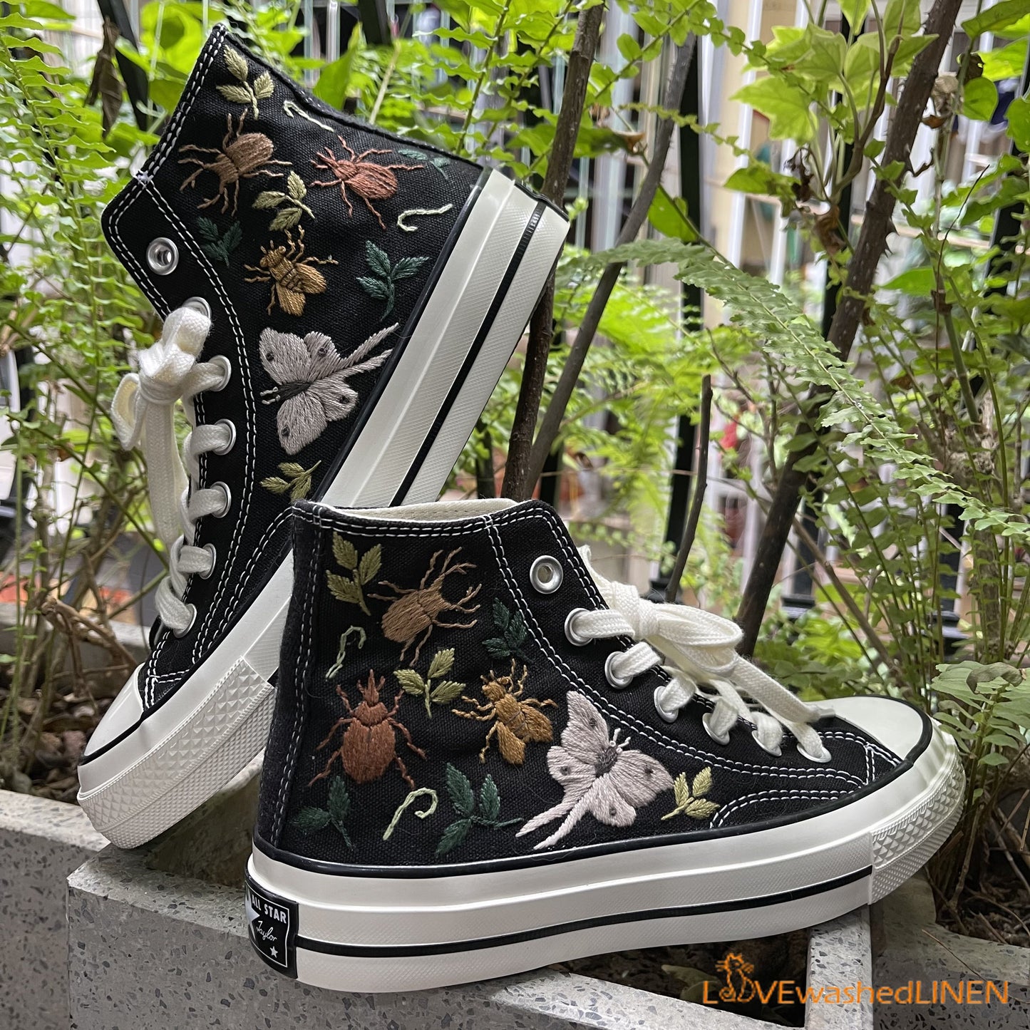 Custom Sneakers Embroidered/ Bugs Embroidered Converse/ Halloween Vibes Embroidered Sneakers/ Bugs Embroidered Sneakers